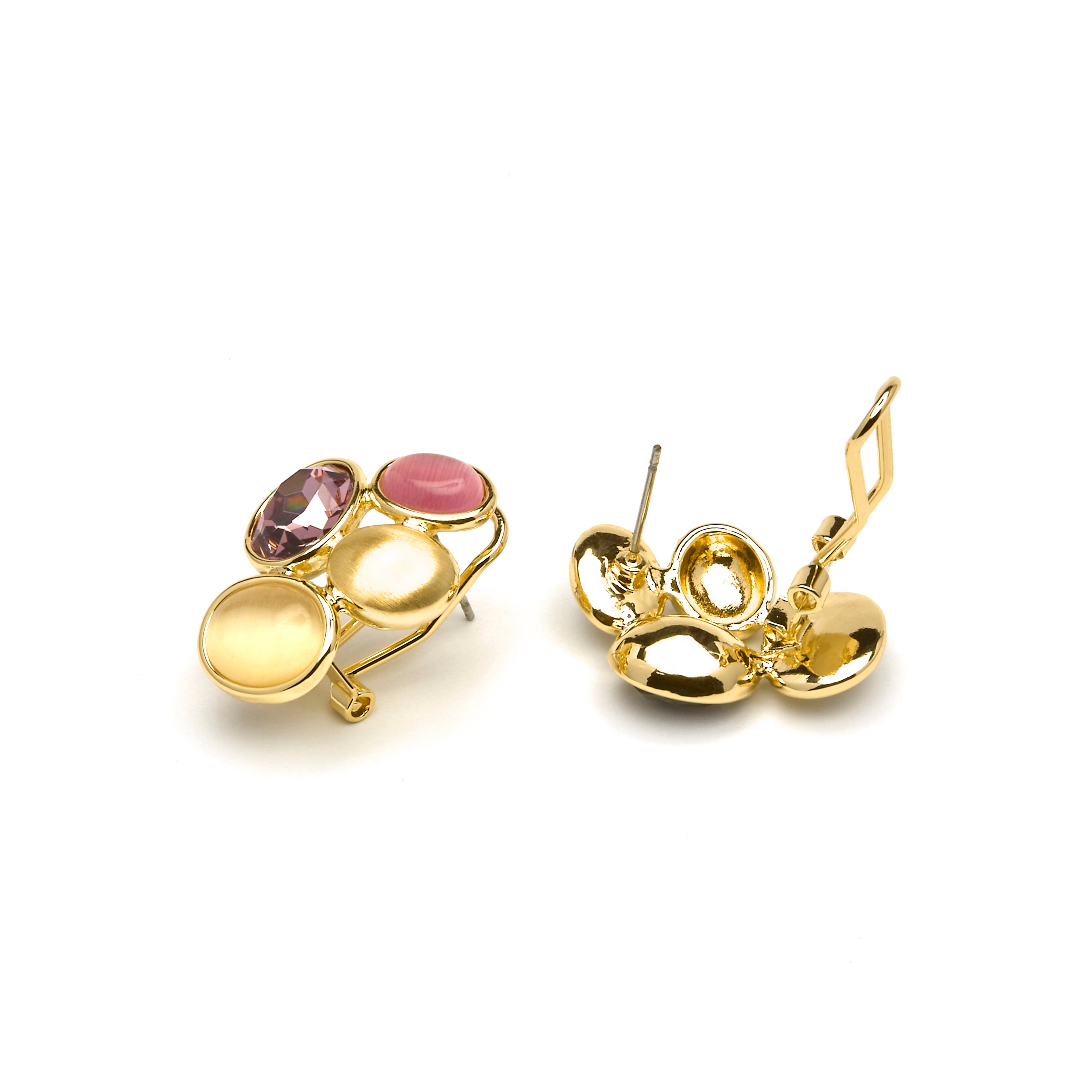 Pendientes acabado oro amarillo de 18k y Cristal Multicolor - Sionu