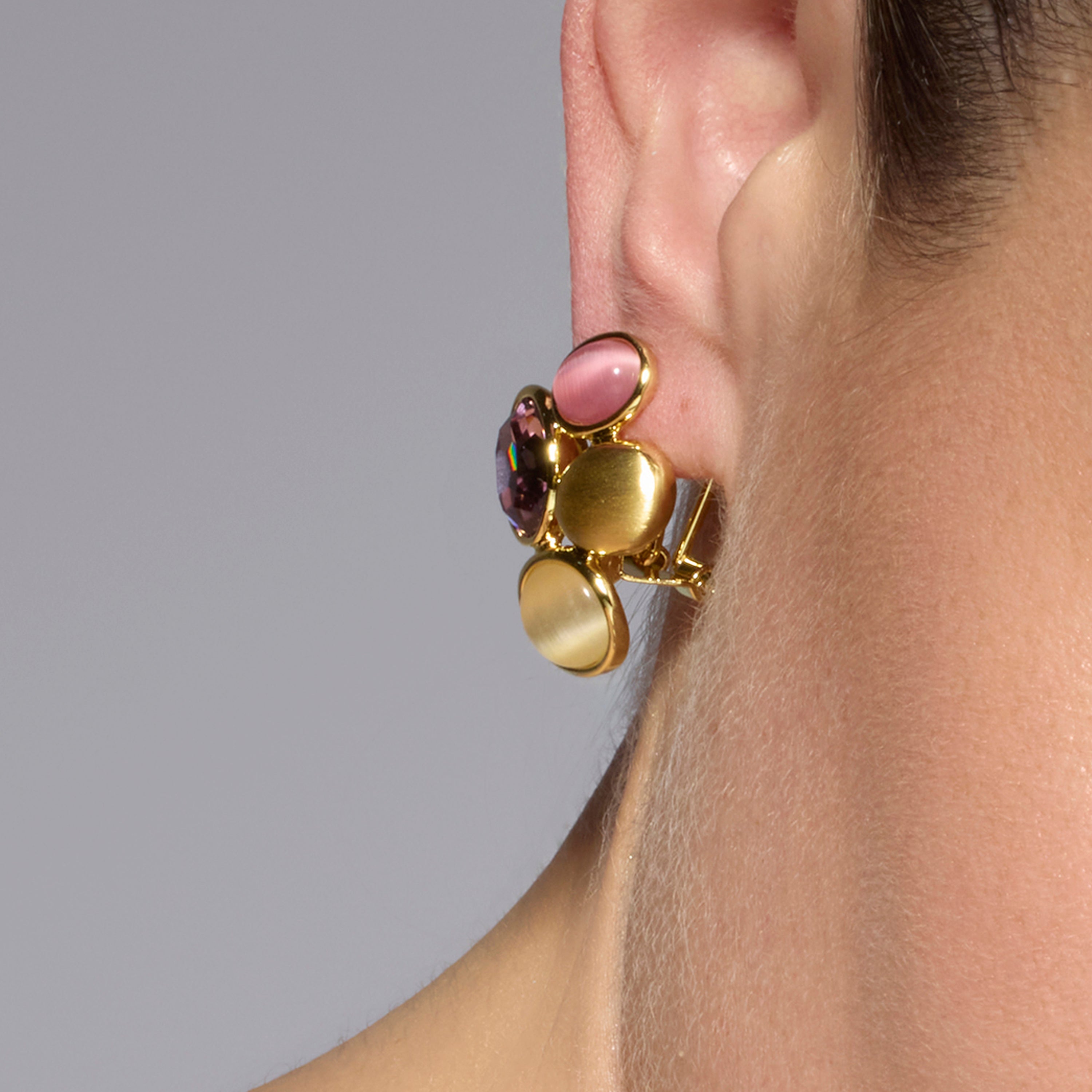 Pendientes acabado oro amarillo de 18k y Cristal Multicolor - Sionu
