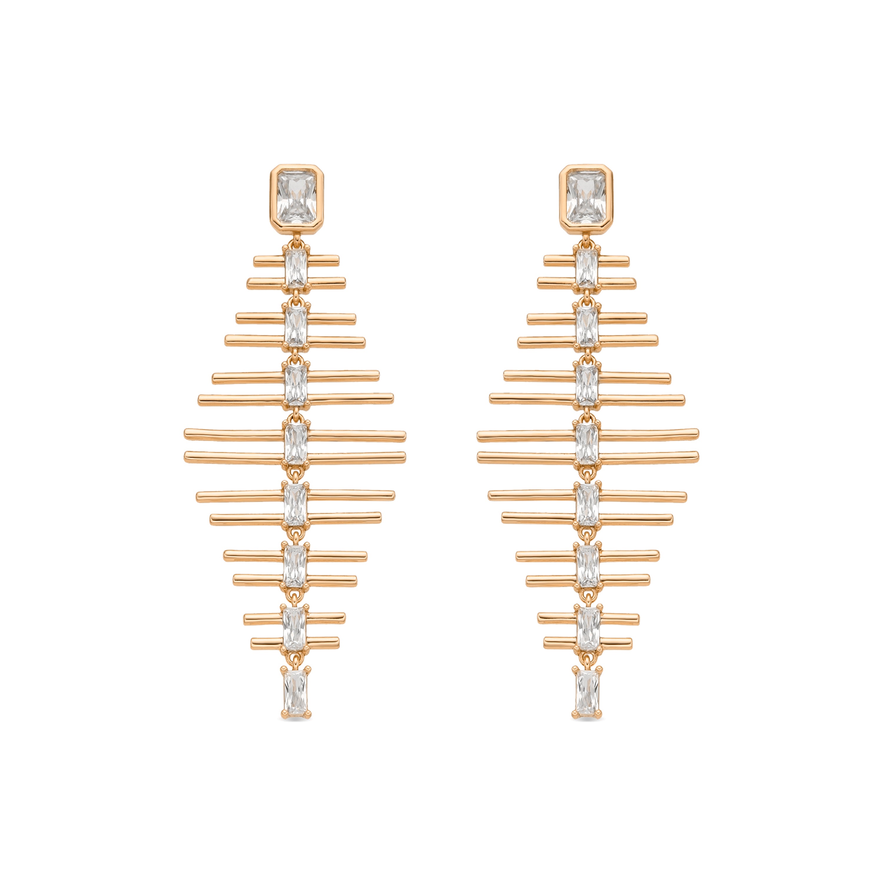 Boucles d'oreilles finition or jaune 18k et Zircone brillante - Sabrin