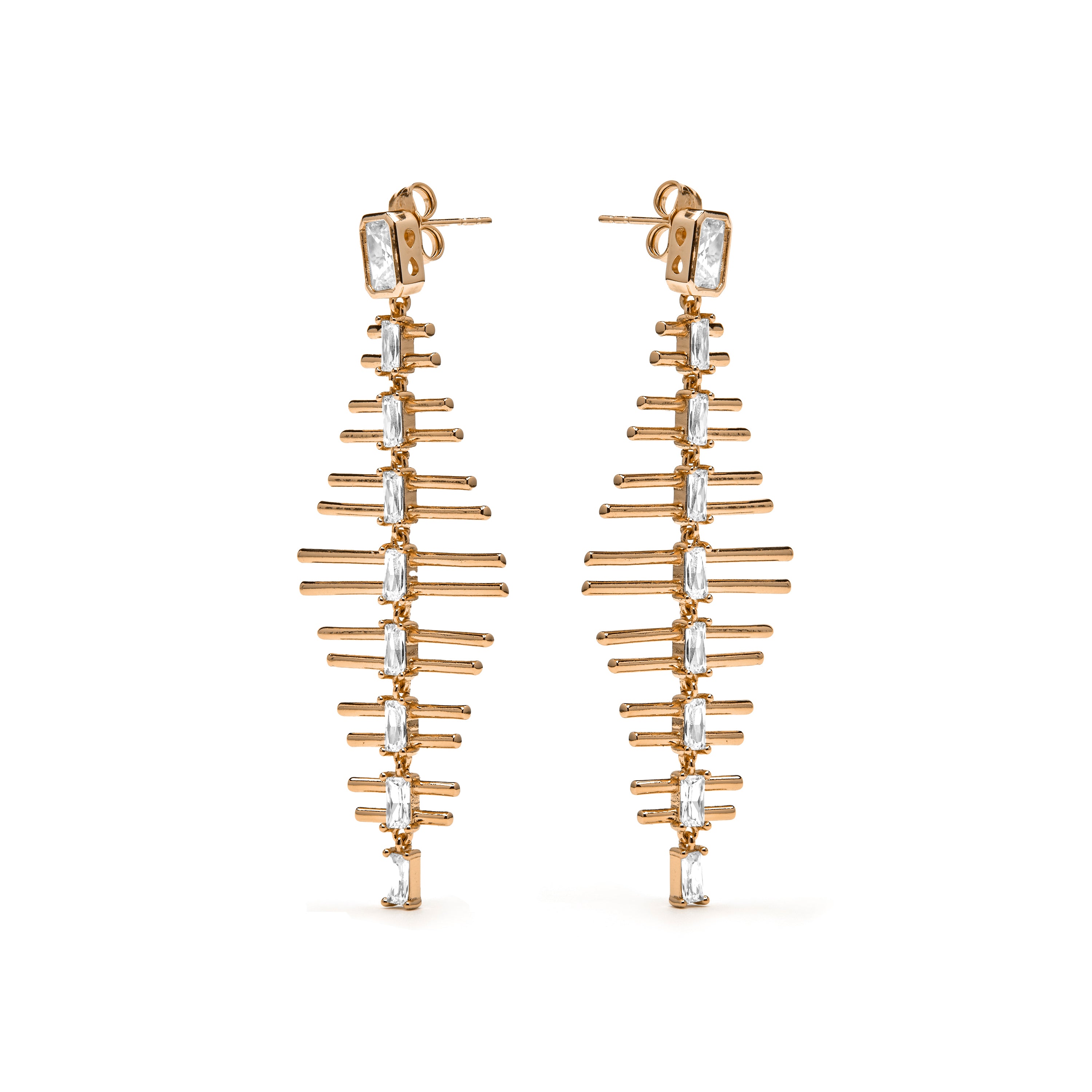 Boucles d'oreilles finition or jaune 18k et Zircone brillante - Sabrin