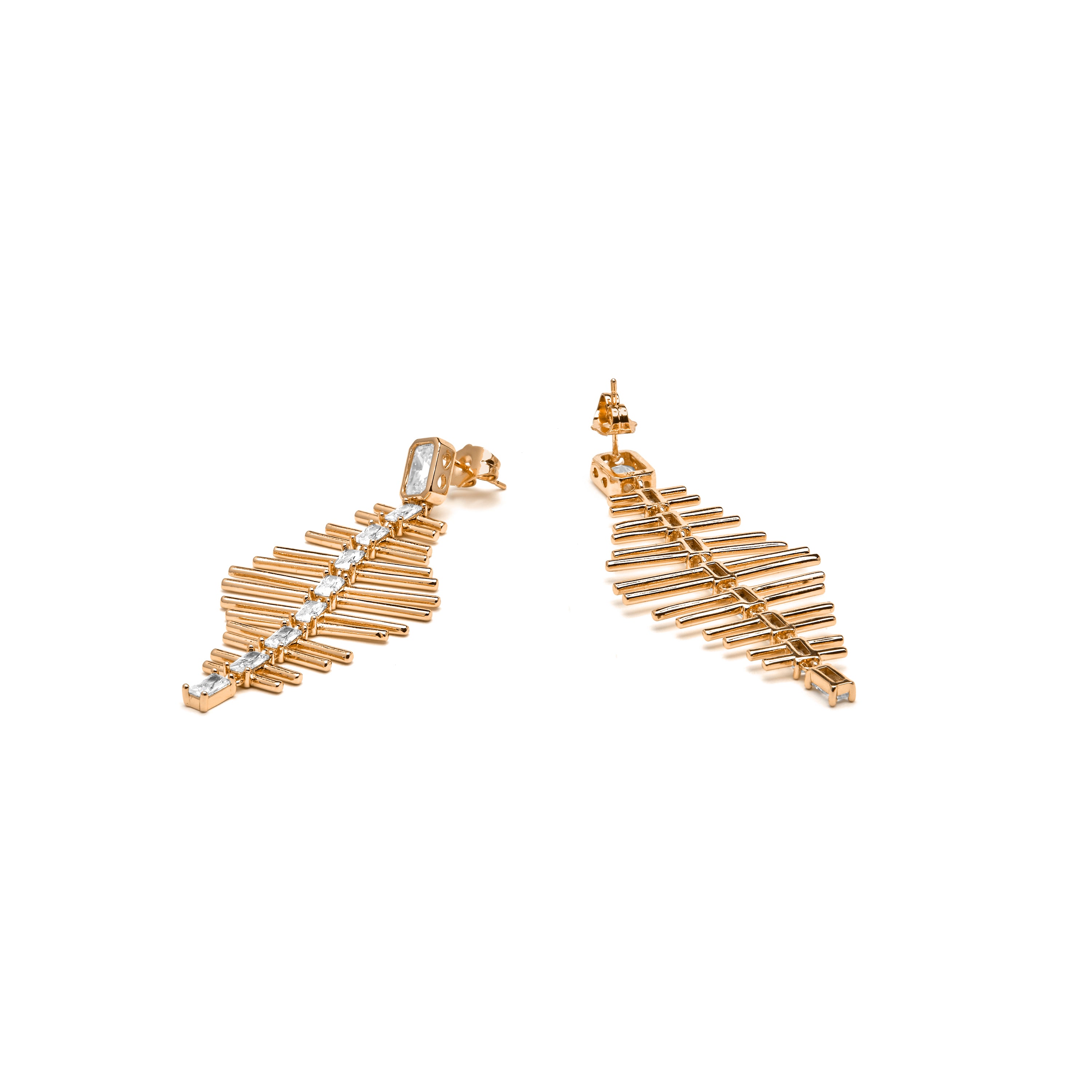 Boucles d'oreilles finition or jaune 18k et Zircone brillante - Sabrin