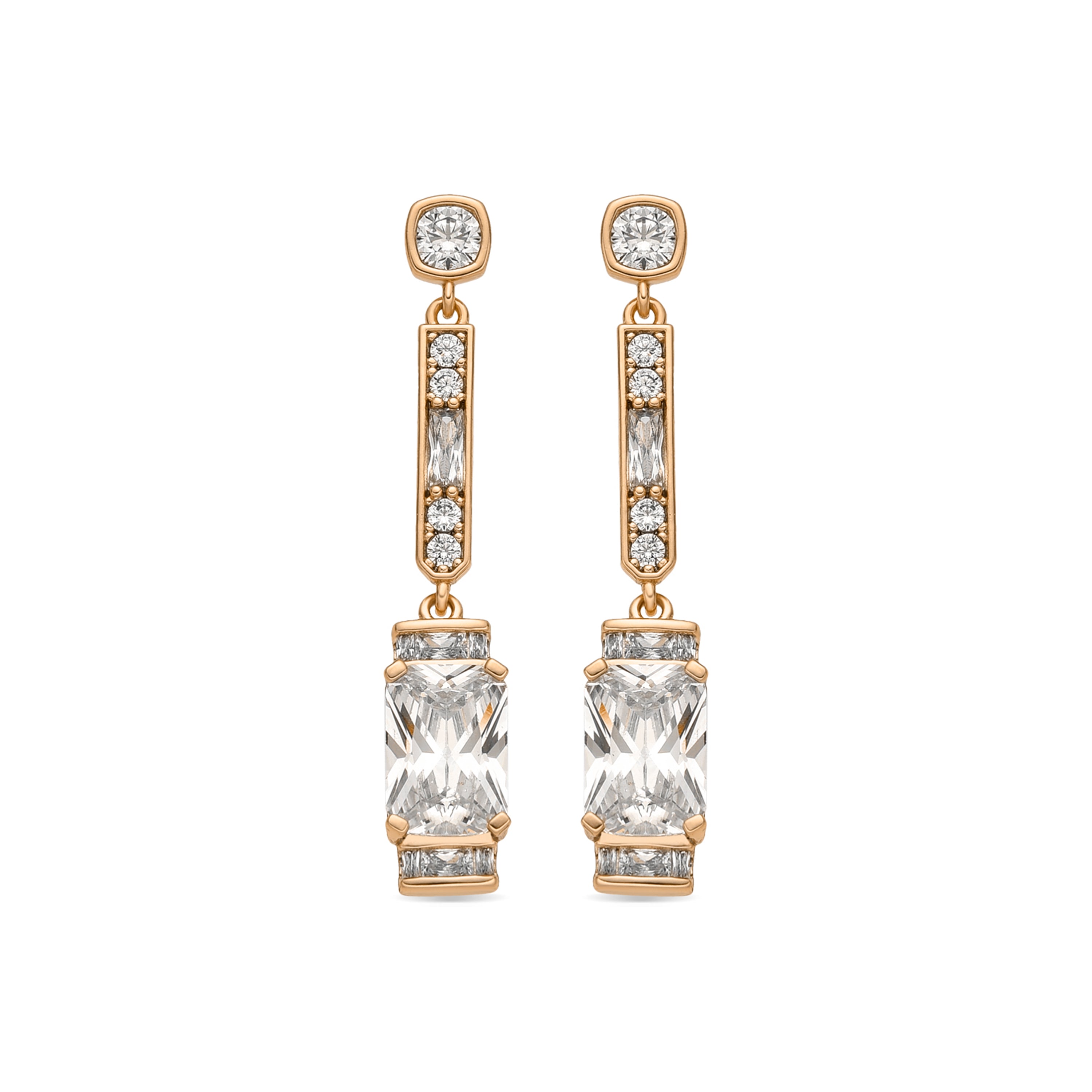 Pendientes acabado oro amarillo de 18k y Circonita Brillante - Chiuk