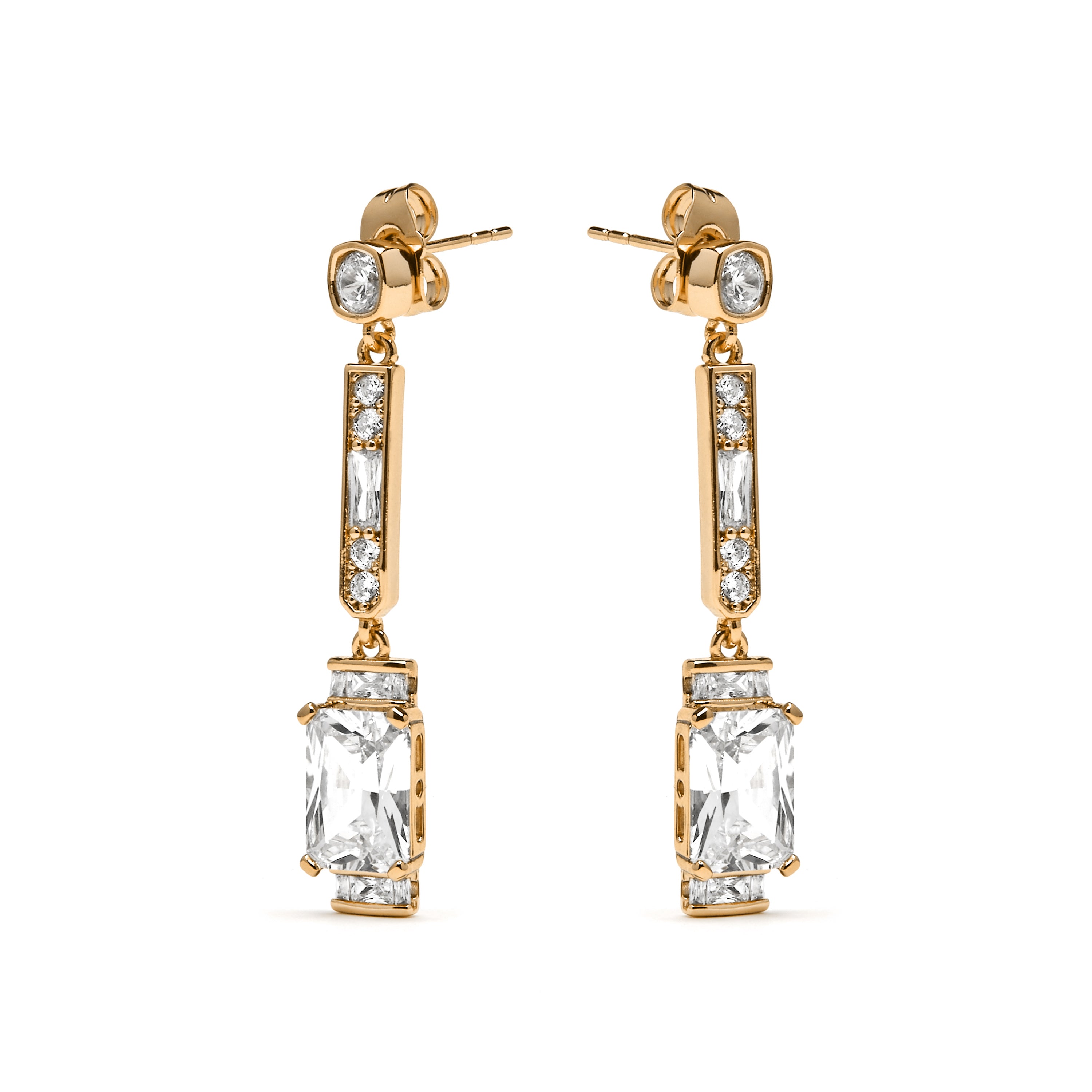 Pendientes acabado oro amarillo de 18k y Circonita Brillante - Chiuk