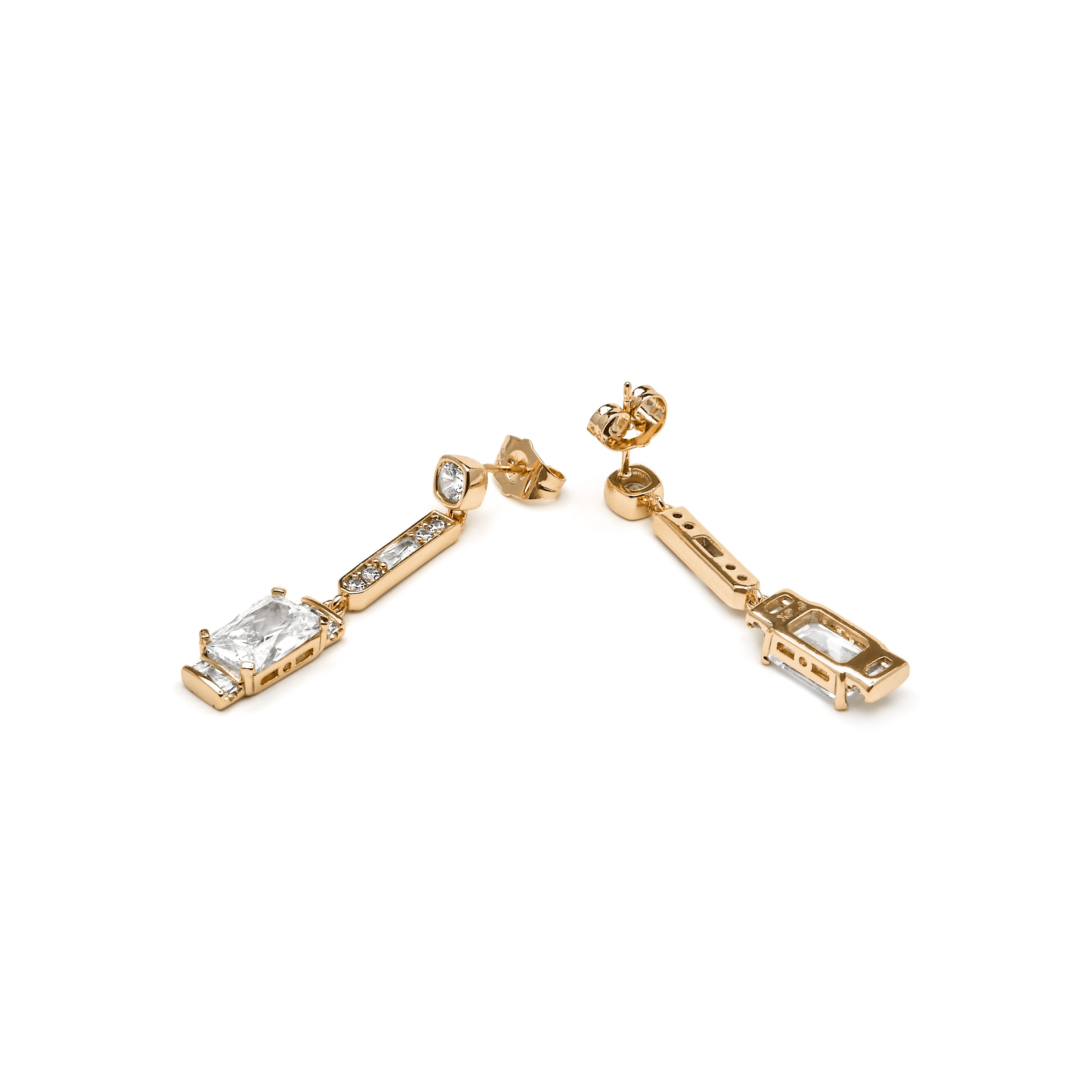 Pendientes acabado oro amarillo de 18k y Circonita Brillante - Chiuk