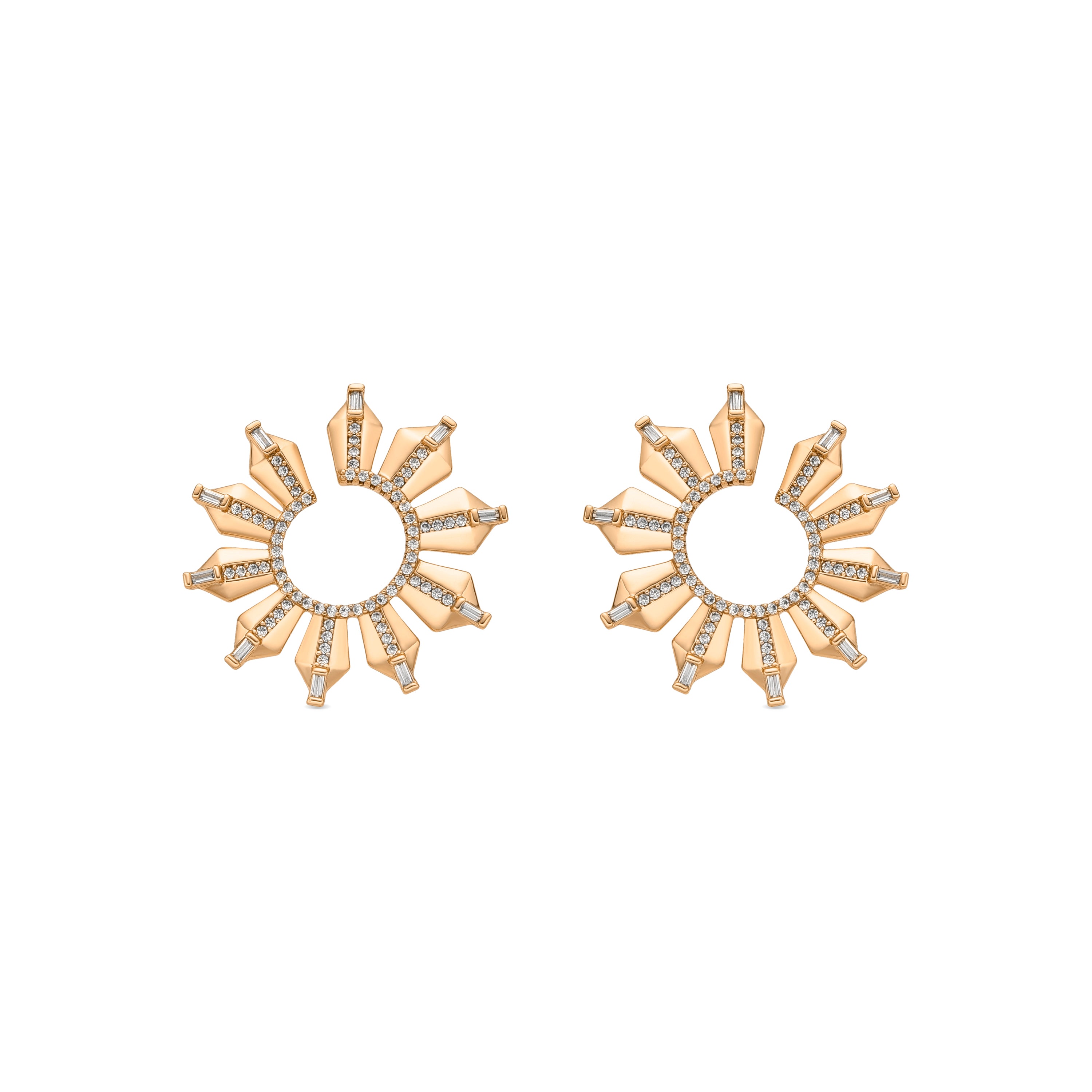 Boucles d'oreilles finition or jaune 18k et Zircon brillant - Ombab