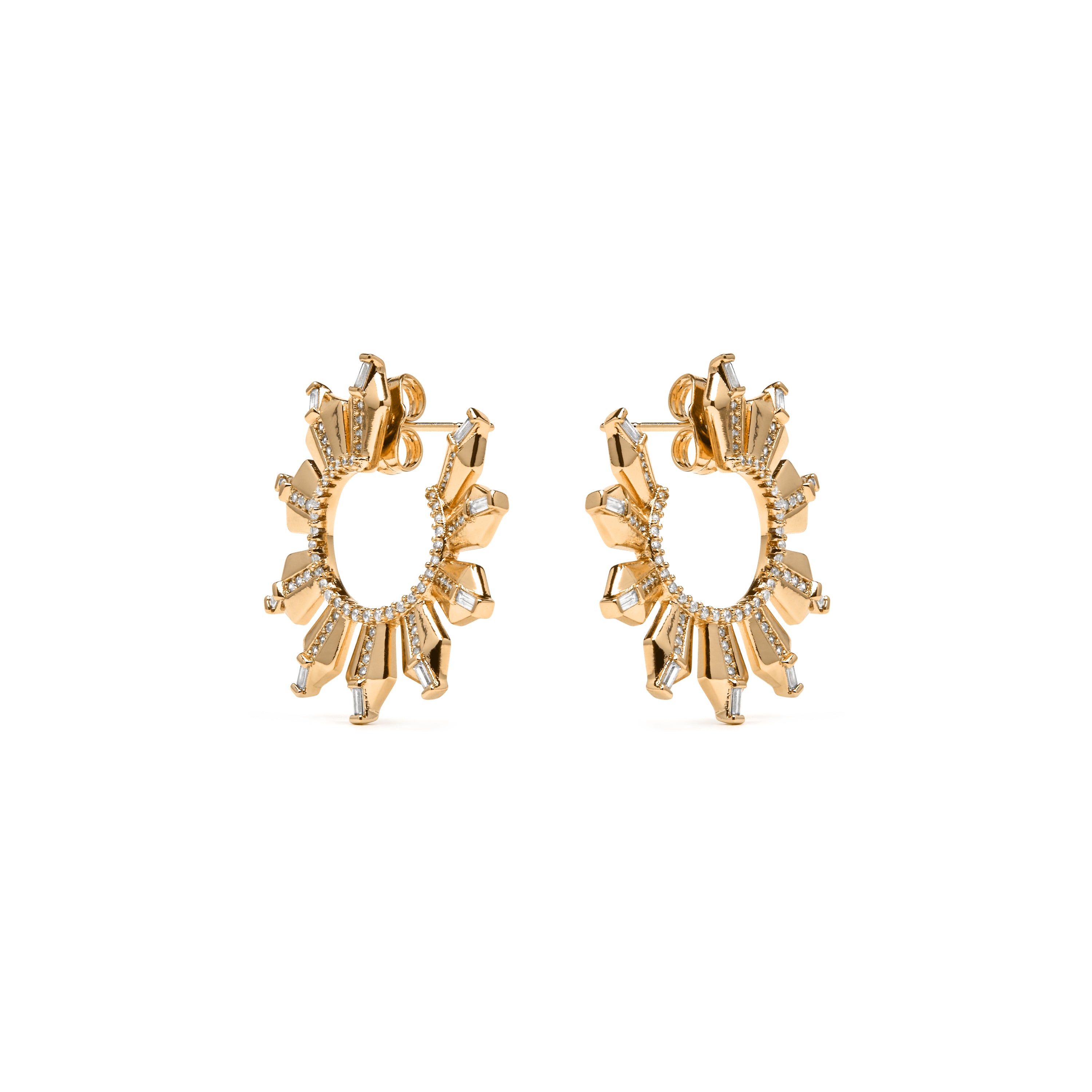 Boucles d'oreilles finition or jaune 18k et Zircon brillant - Ombab
