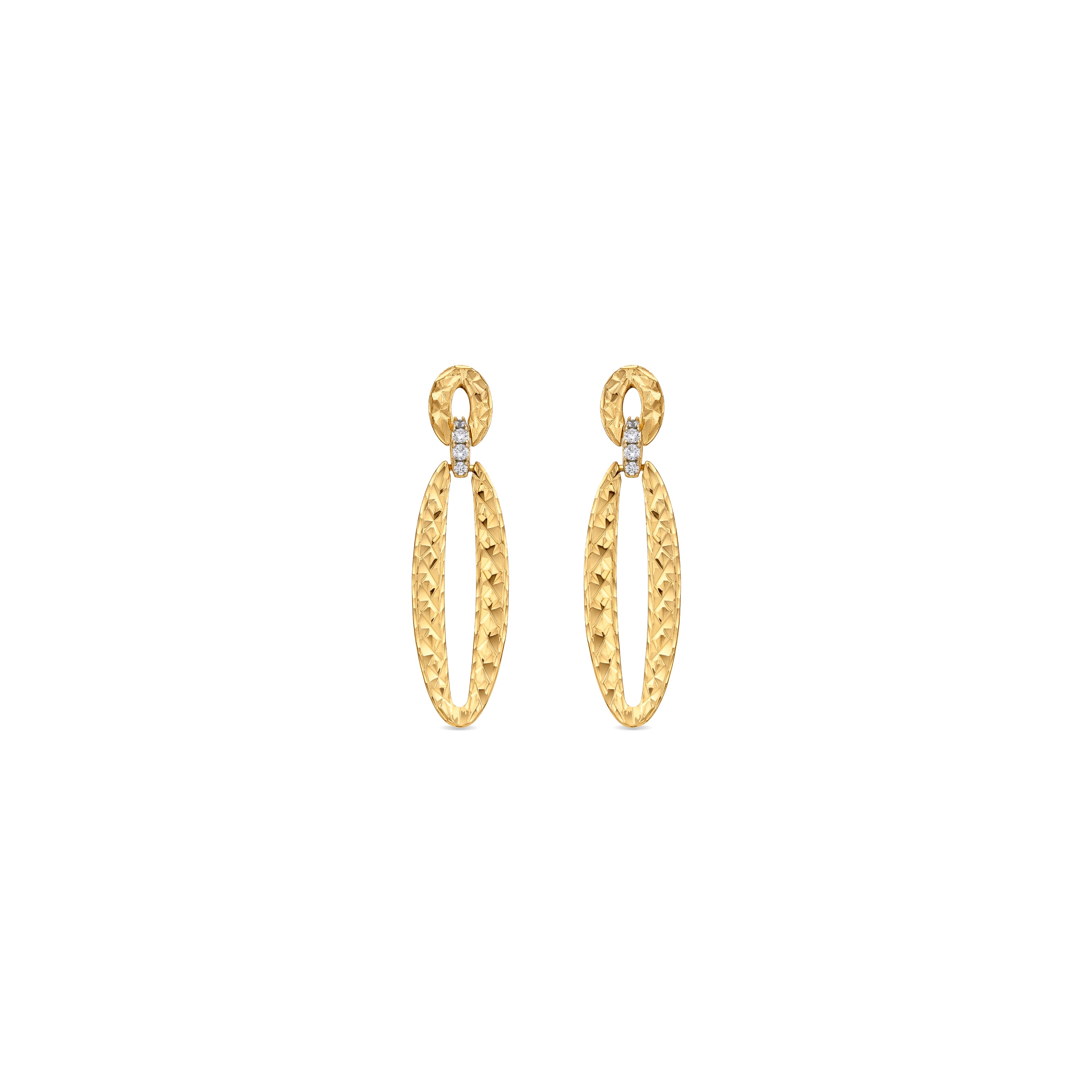 18k Yellow Gold Finish Earrings with Brilliant Zirconia - Ethua