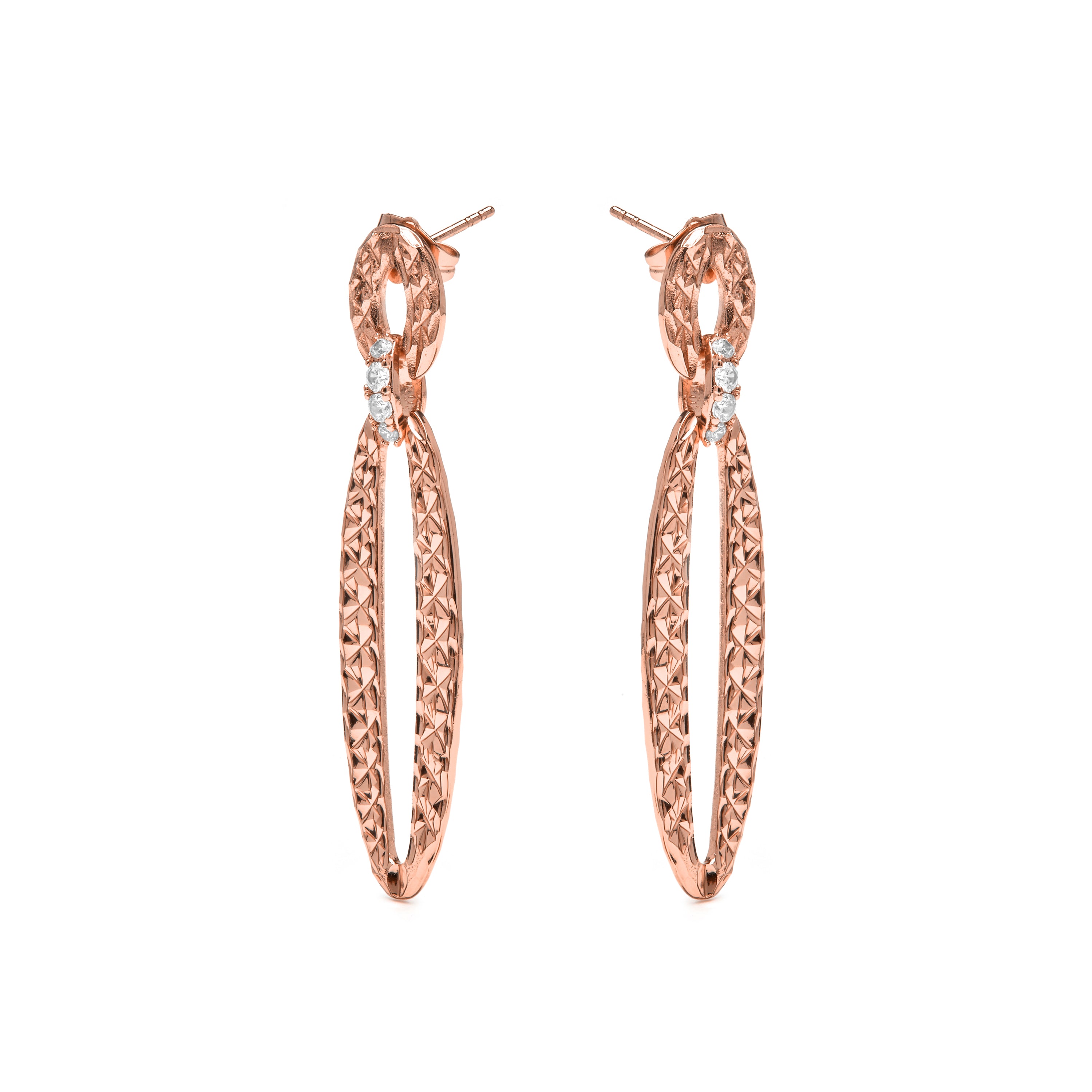 18k Yellow Gold Finish Earrings with Brilliant Zirconia - Ethua