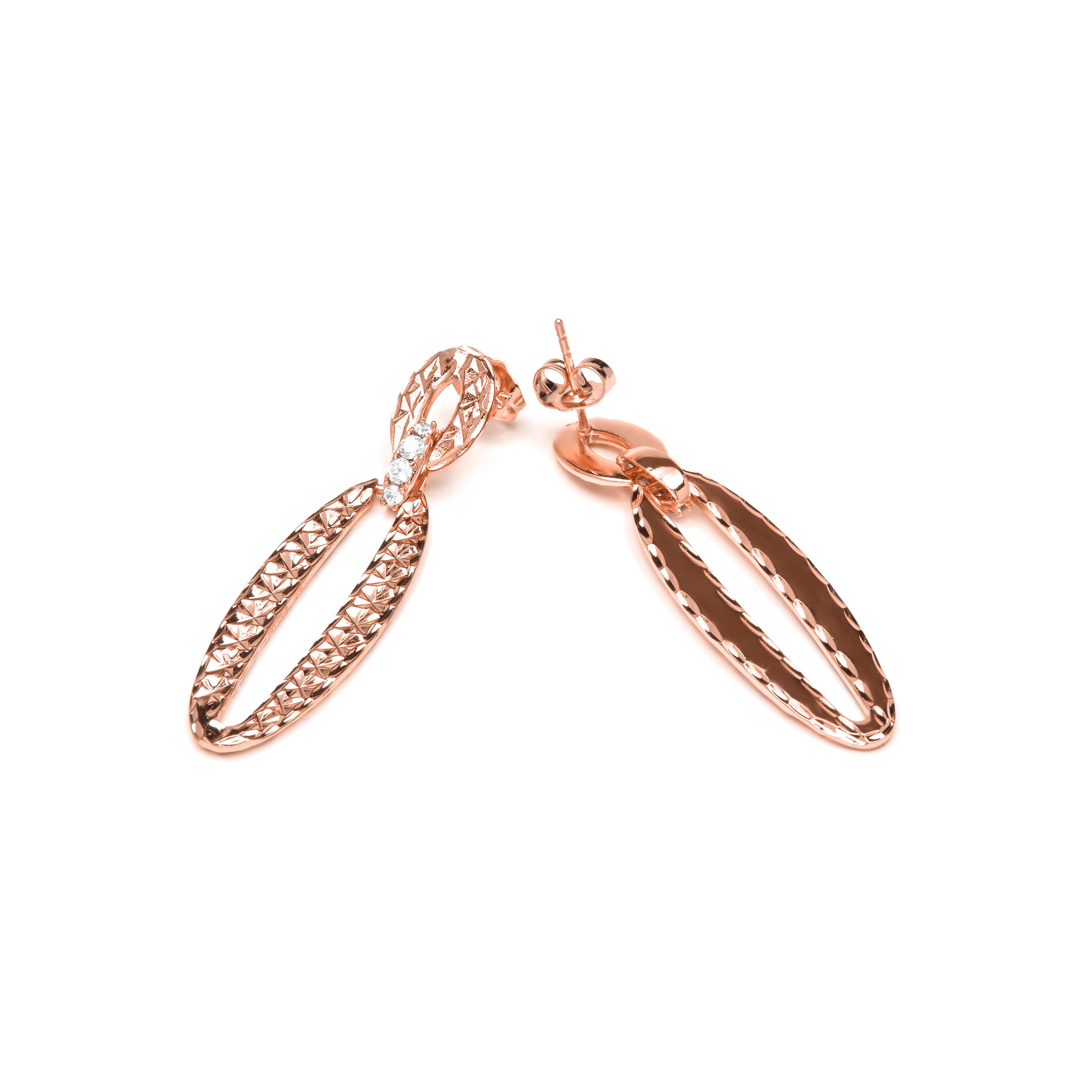 18k Yellow Gold Finish Earrings with Brilliant Zirconia - Ethua