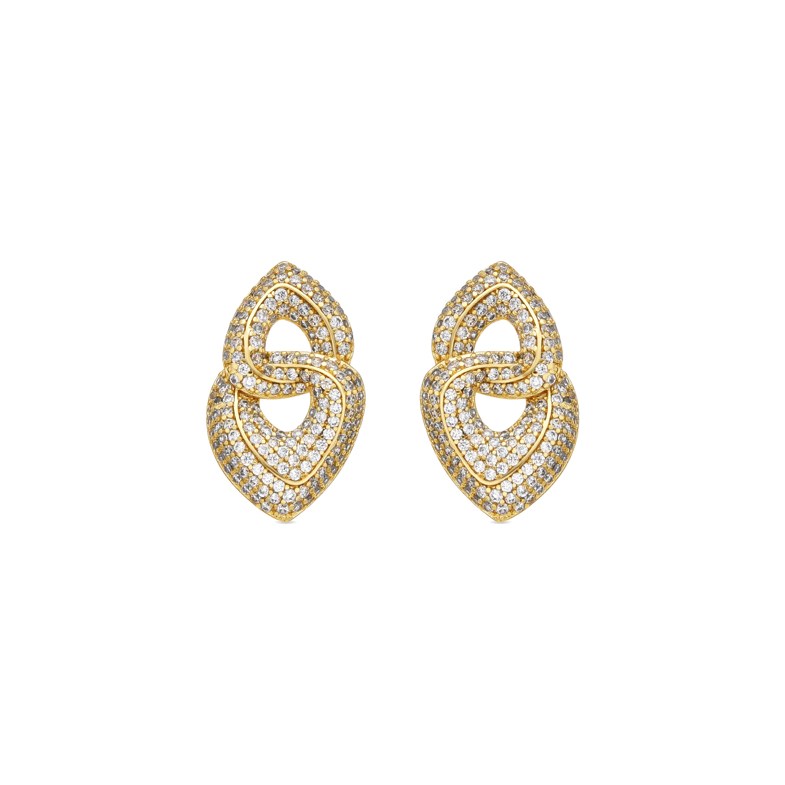 Pendientes acabado oro amarillo de 18k y Circonita Brillante - Goyio