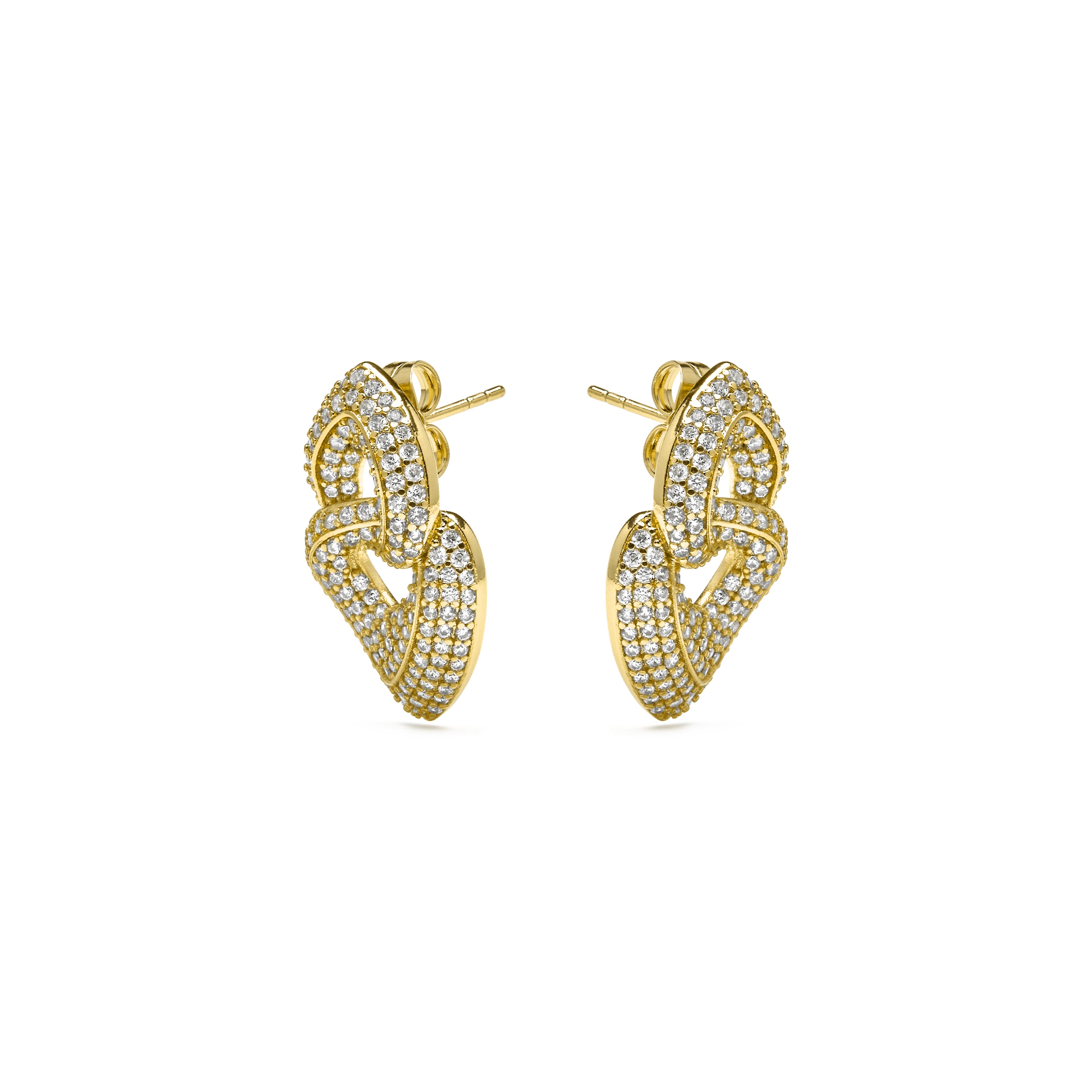 Pendientes acabado oro amarillo de 18k y Circonita Brillante - Goyio