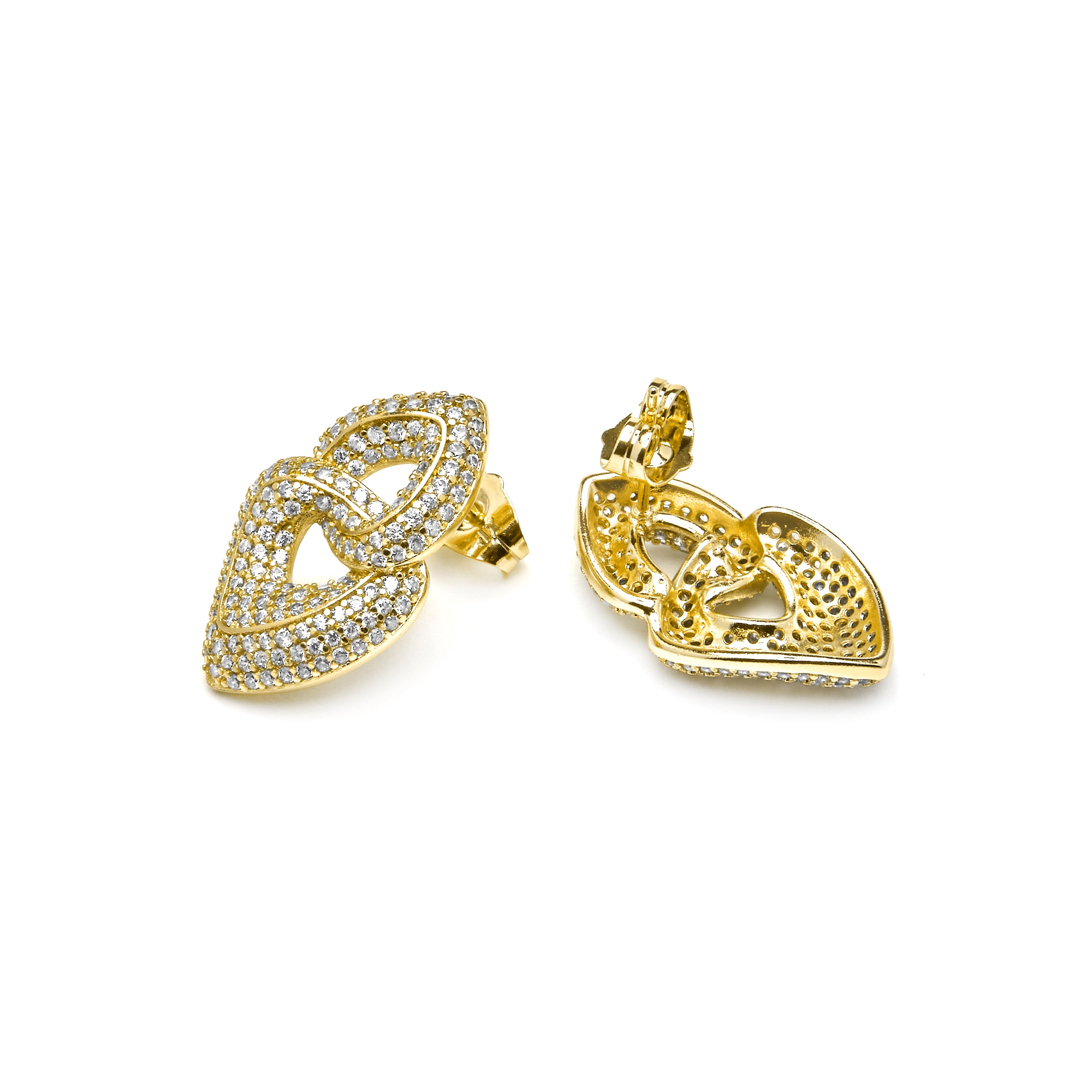 Pendientes acabado oro amarillo de 18k y Circonita Brillante - Goyio