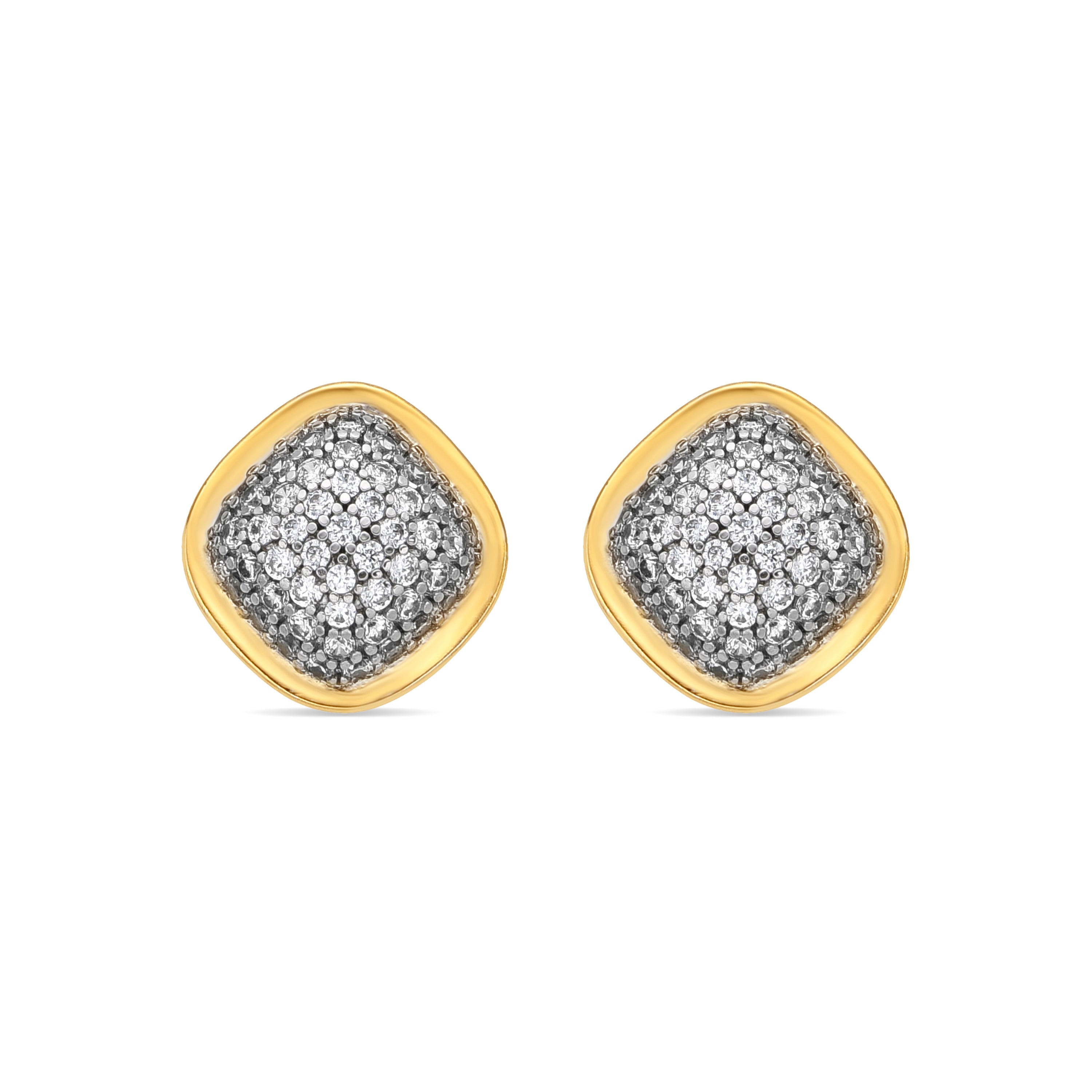 Brincos acabamento ouro amarelo 18k e zircónia brilhante - Risseli