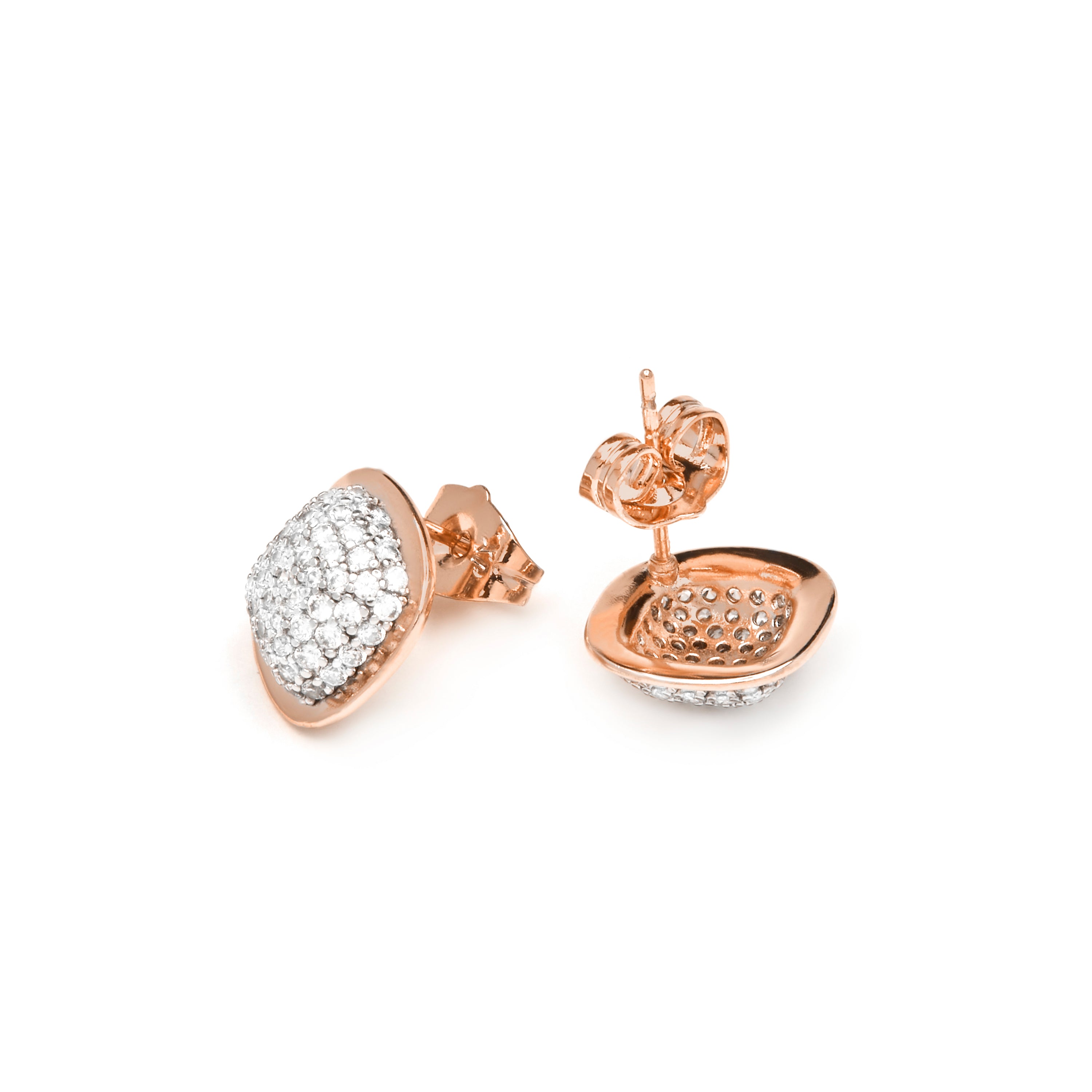Brincos acabamento ouro amarelo 18k e zircónia brilhante - Risseli