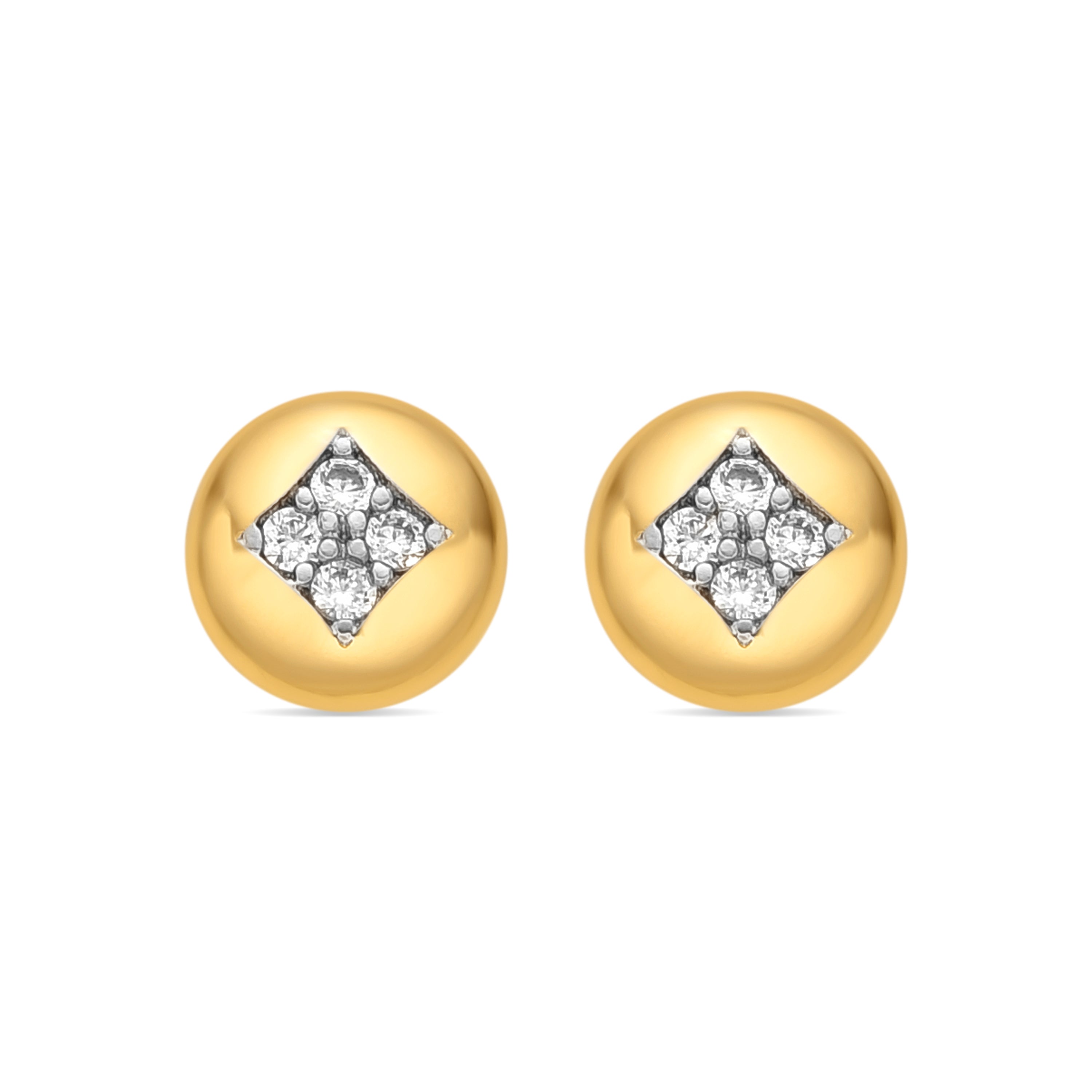18k Yellow Gold Finish Earrings with Brilliant Zirconia - Tawil