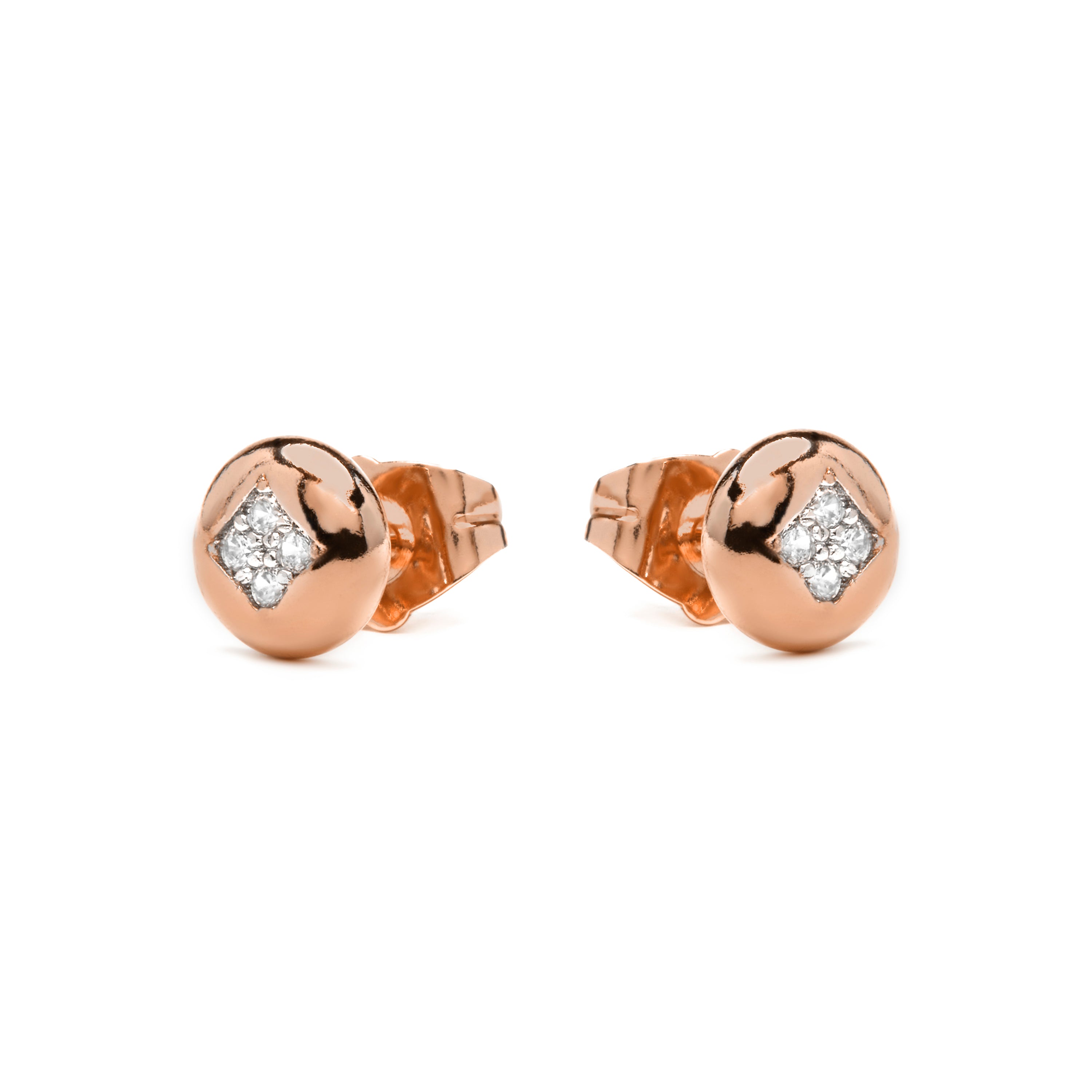 18k Yellow Gold Finish Earrings with Brilliant Zirconia - Tawil