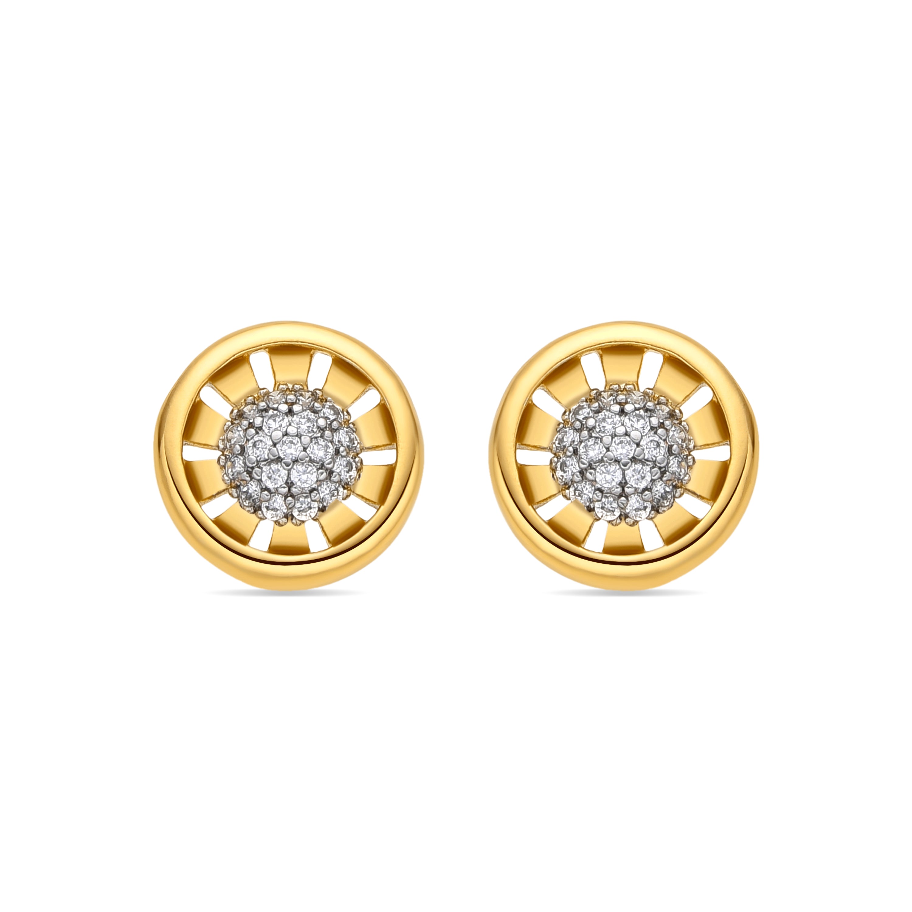 Boucles d'oreilles finition or jaune 18k et Zircone brillante - Guhux