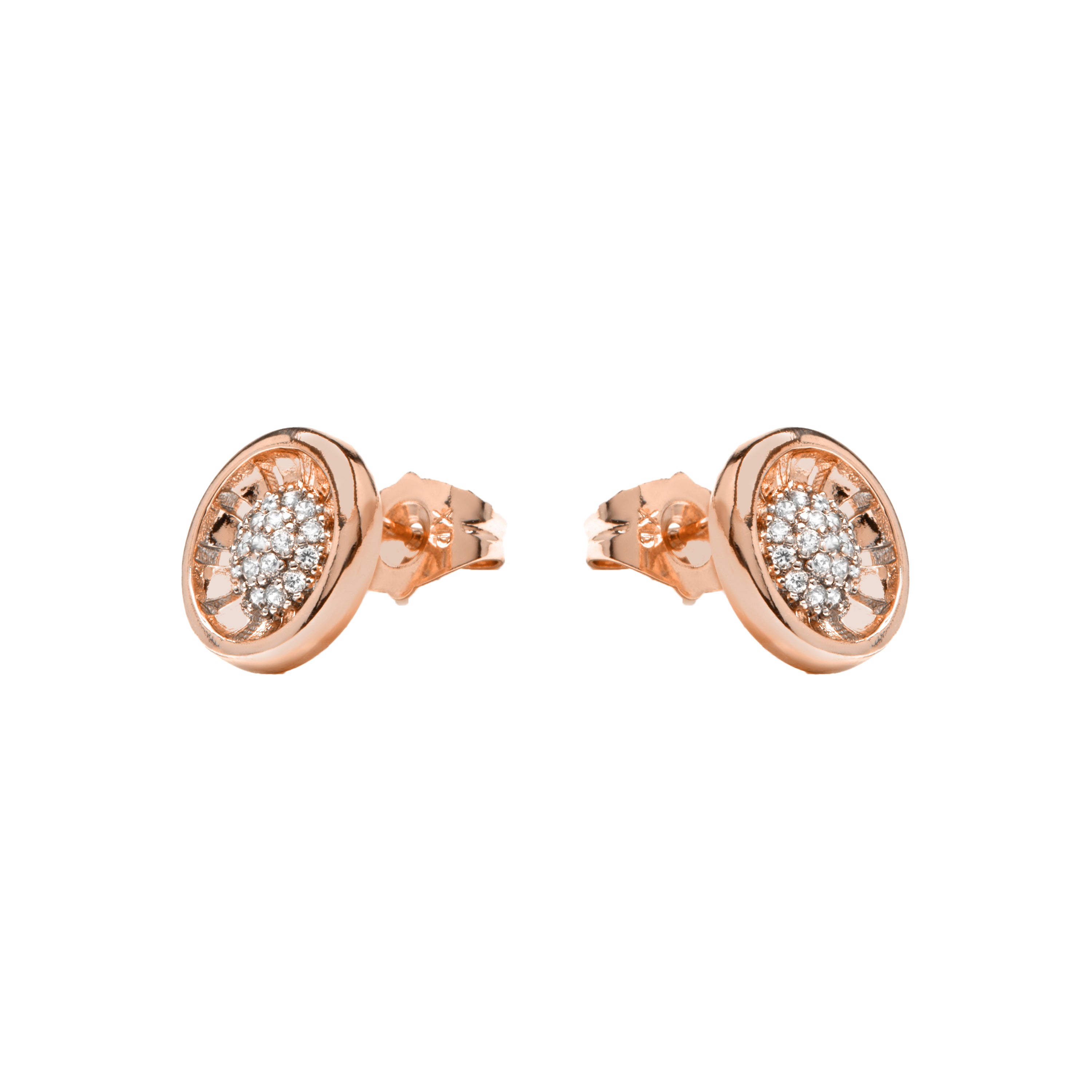 Boucles d'oreilles finition or jaune 18k et Zircone brillante - Guhux