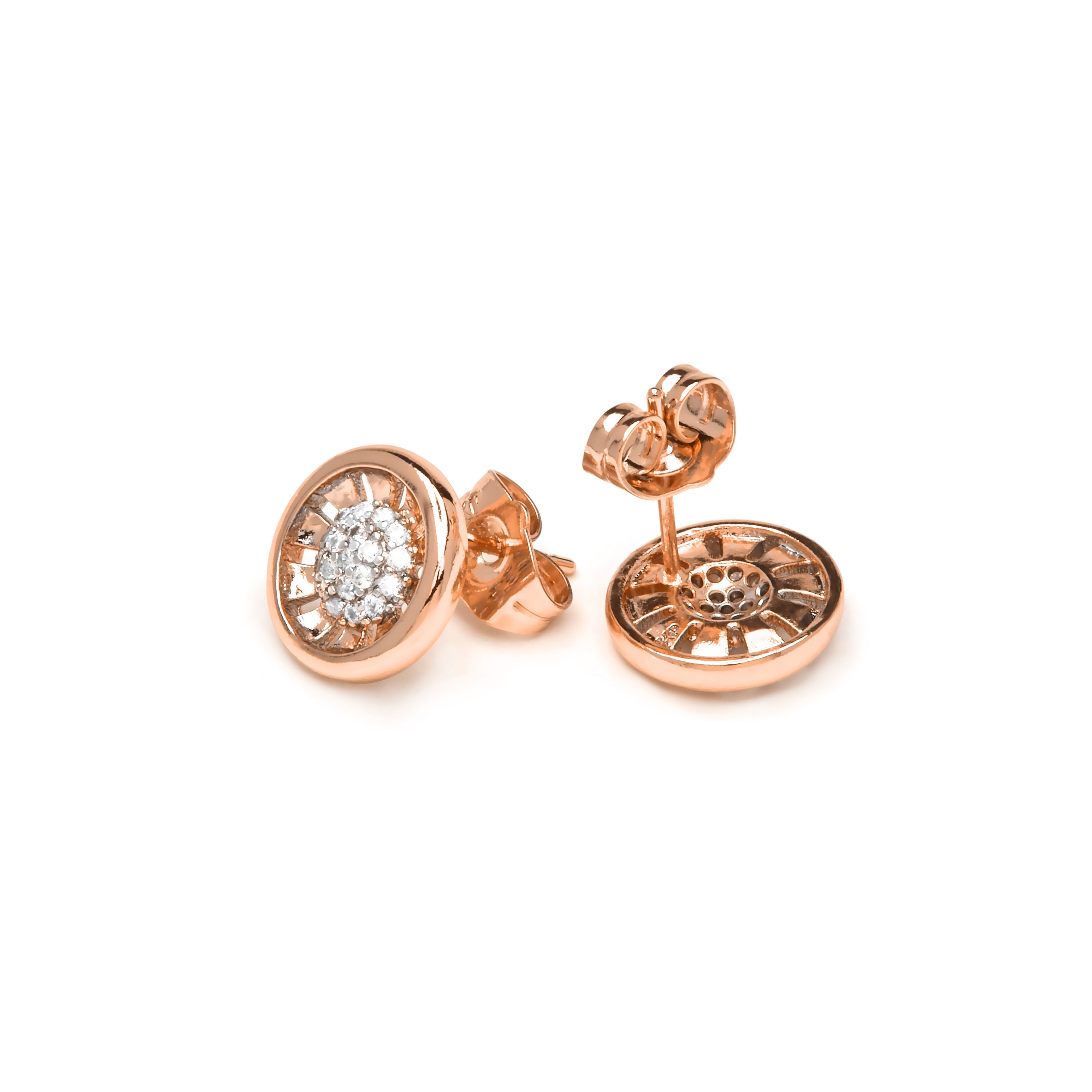 Boucles d'oreilles finition or jaune 18k et Zircone brillante - Guhux