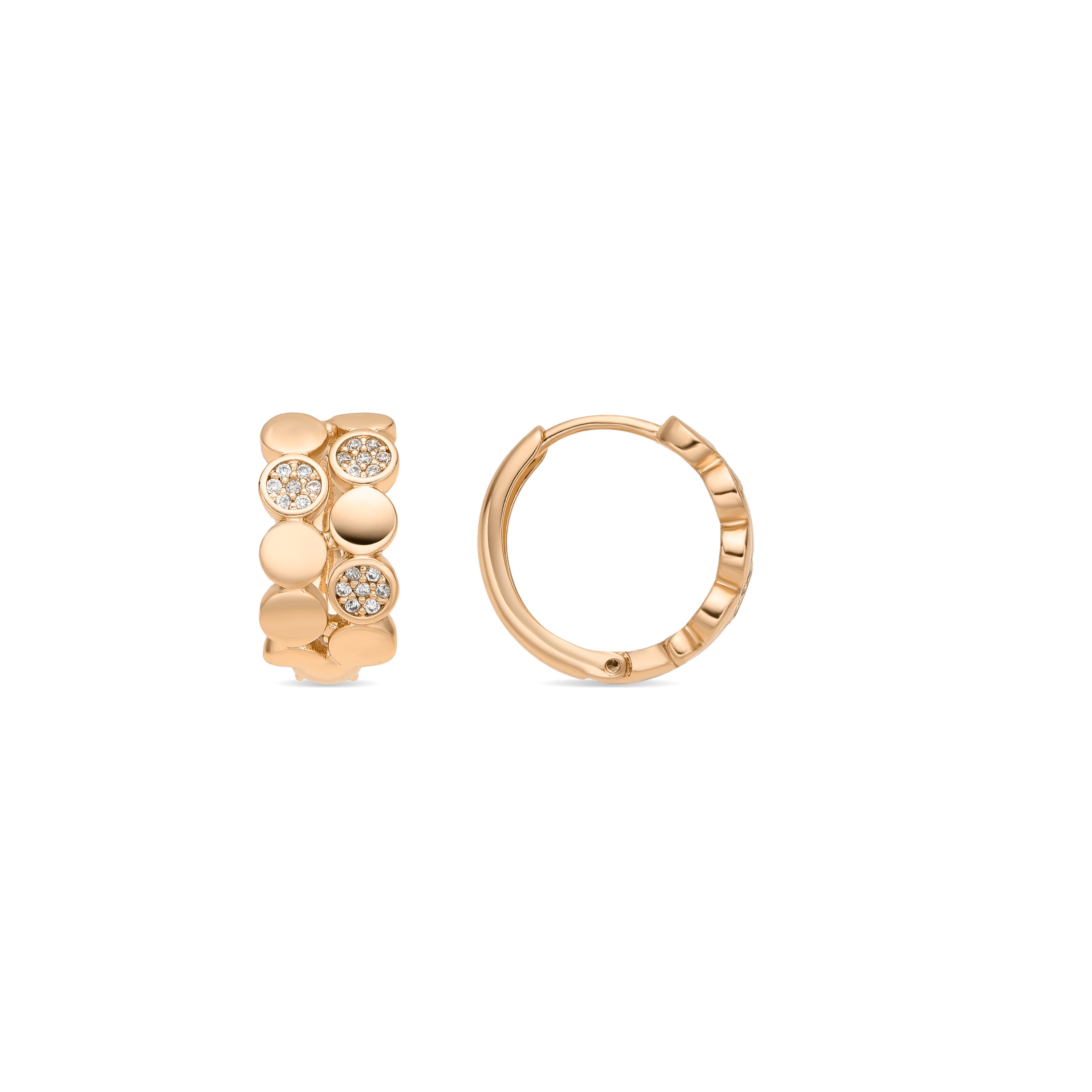Boucles d'oreilles finition or jaune 18k et Zircone brillante - Emka