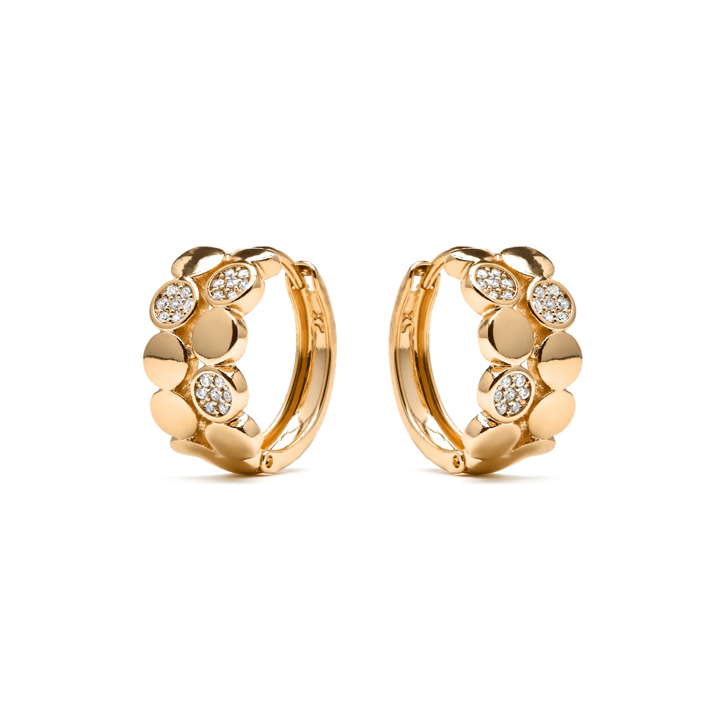 Boucles d'oreilles finition or jaune 18k et Zircone brillante - Emka