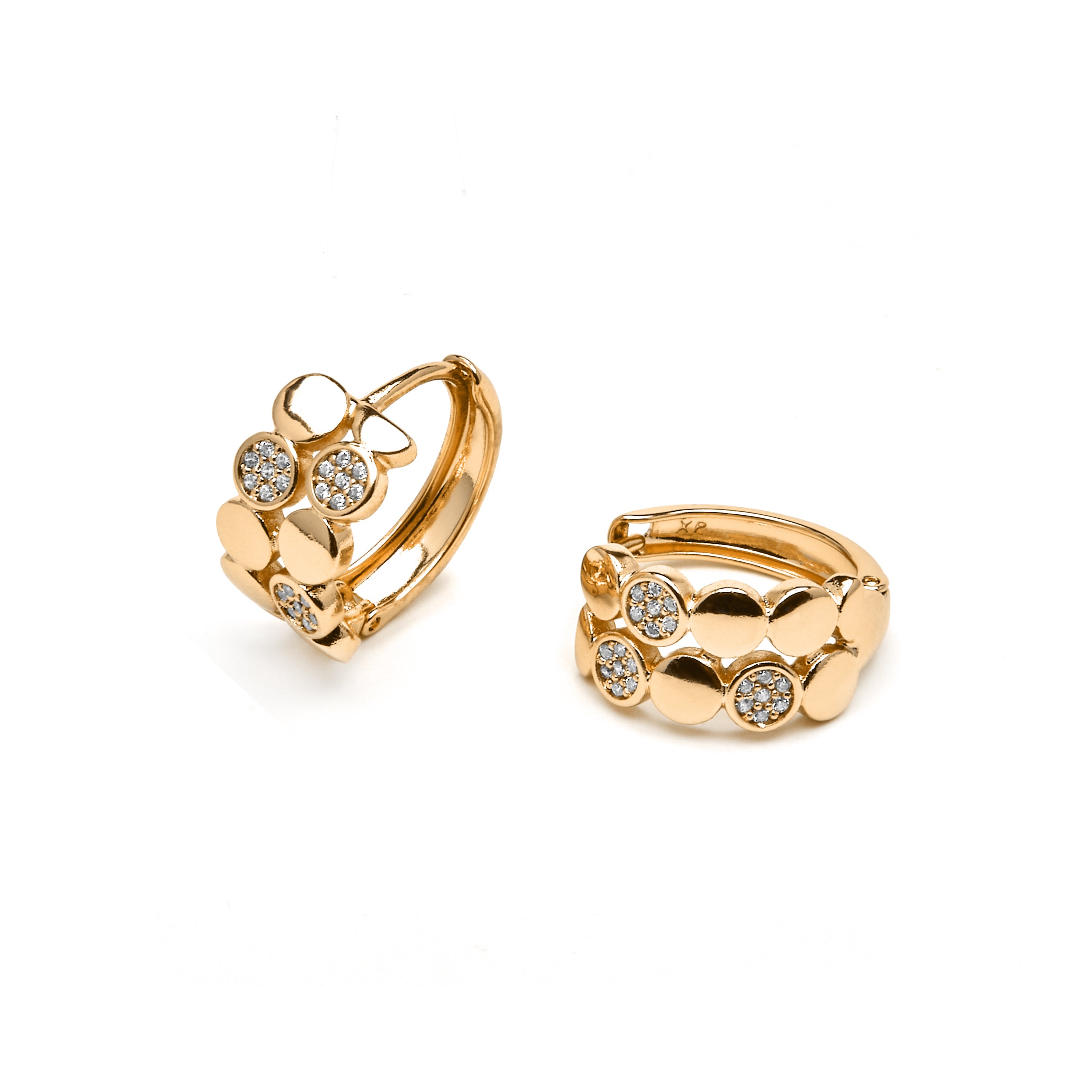 Boucles d'oreilles finition or jaune 18k et Zircone brillante - Emka