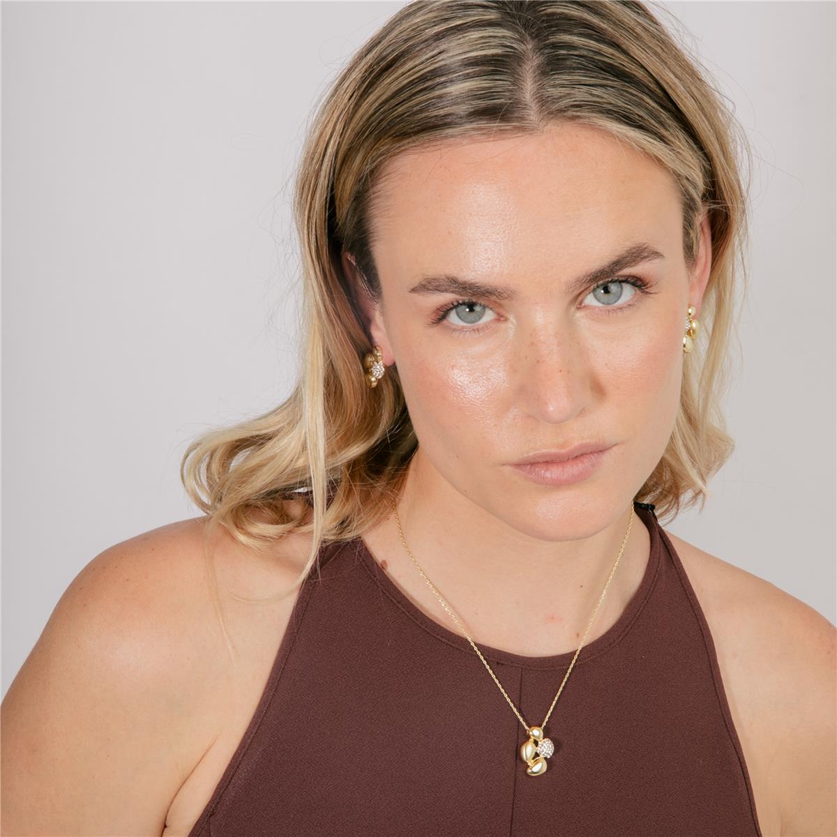 Pendientes de Circonita Brillante acabado en oro amarillo 18k - Dau