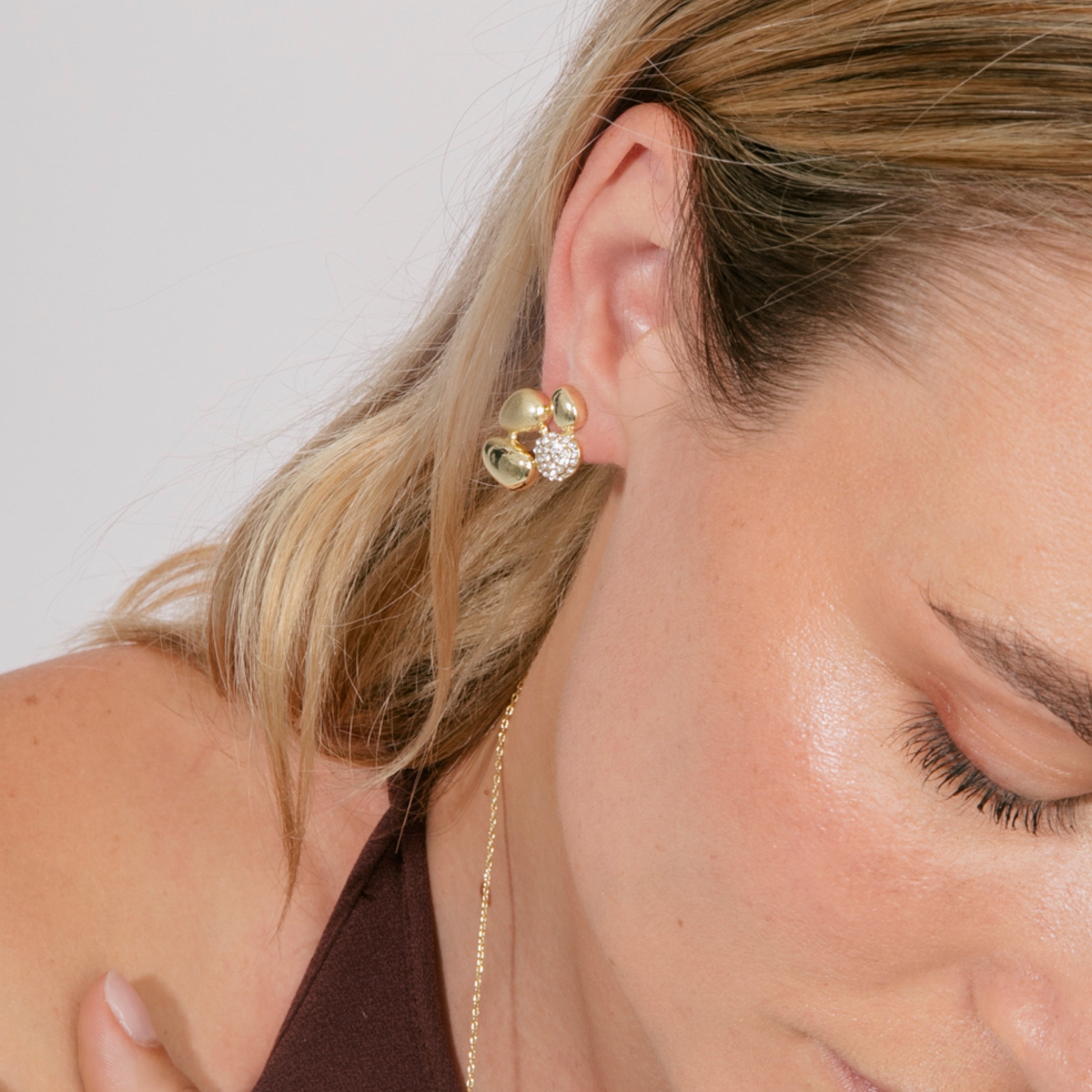 Boucles d'oreilles en zircon brillant finition or jaune 18k - Dau