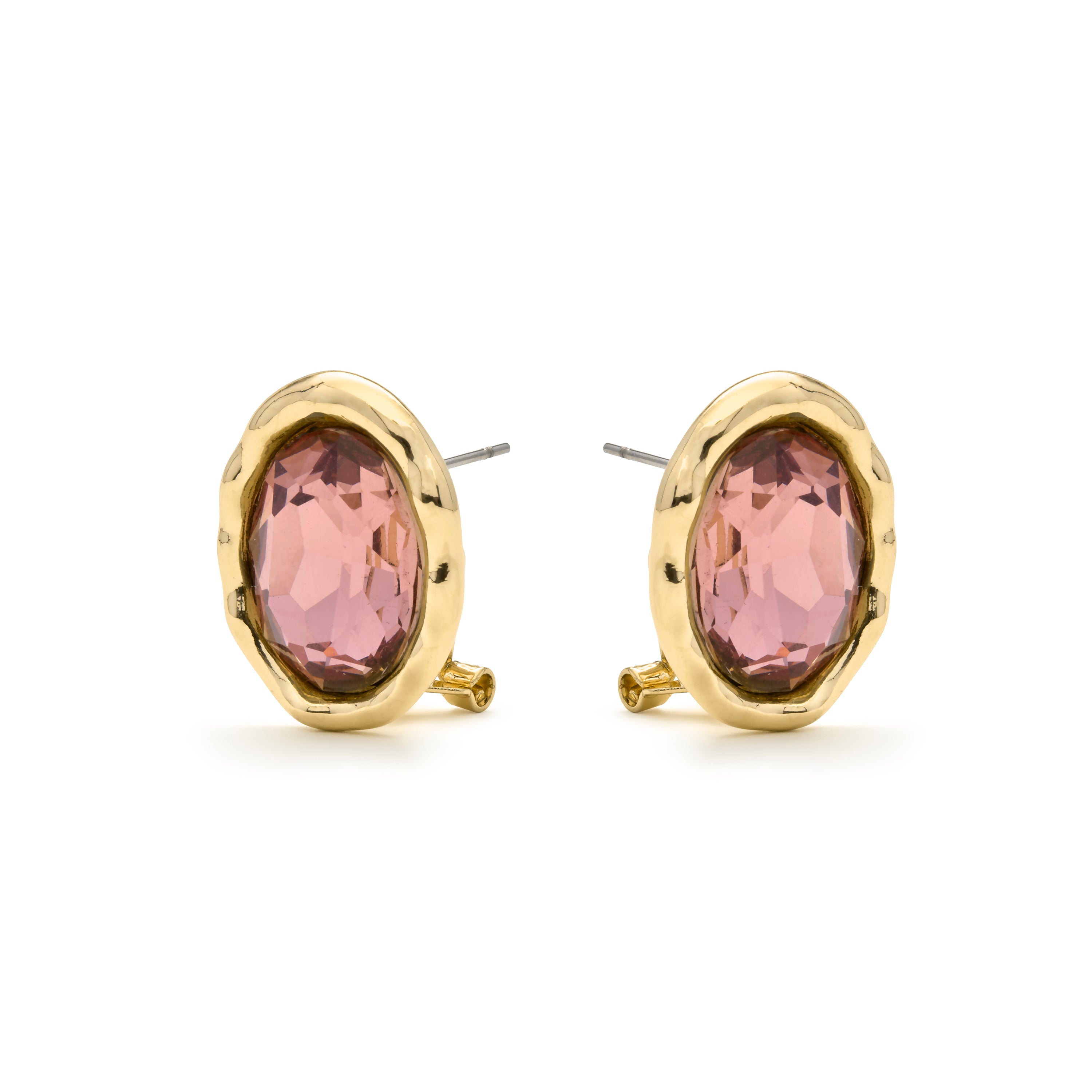Brincos de zircónia castanha com acabamento em ouro amarelo 18k - Zalima