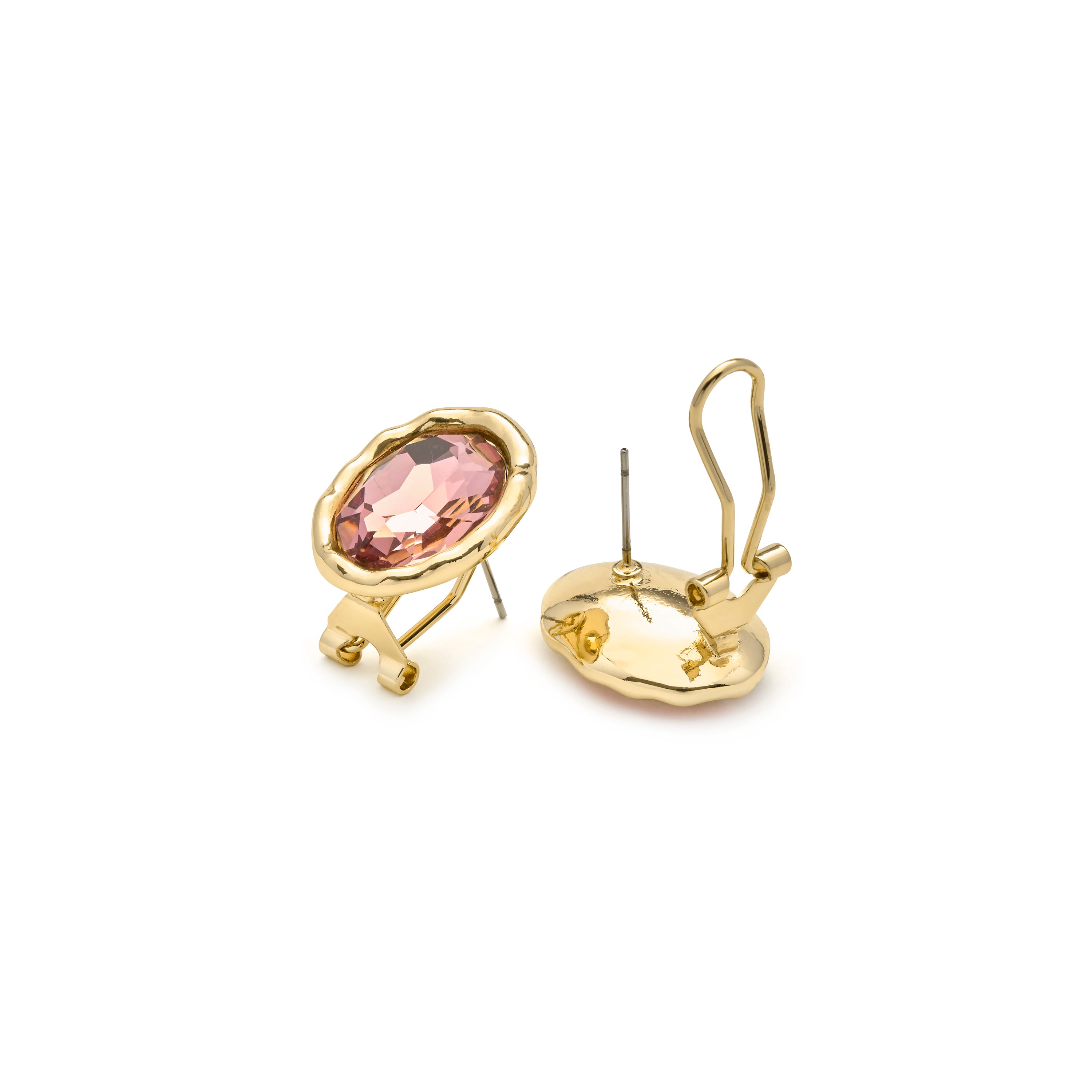 Brincos de zircónia castanha com acabamento em ouro amarelo 18k - Zalima
