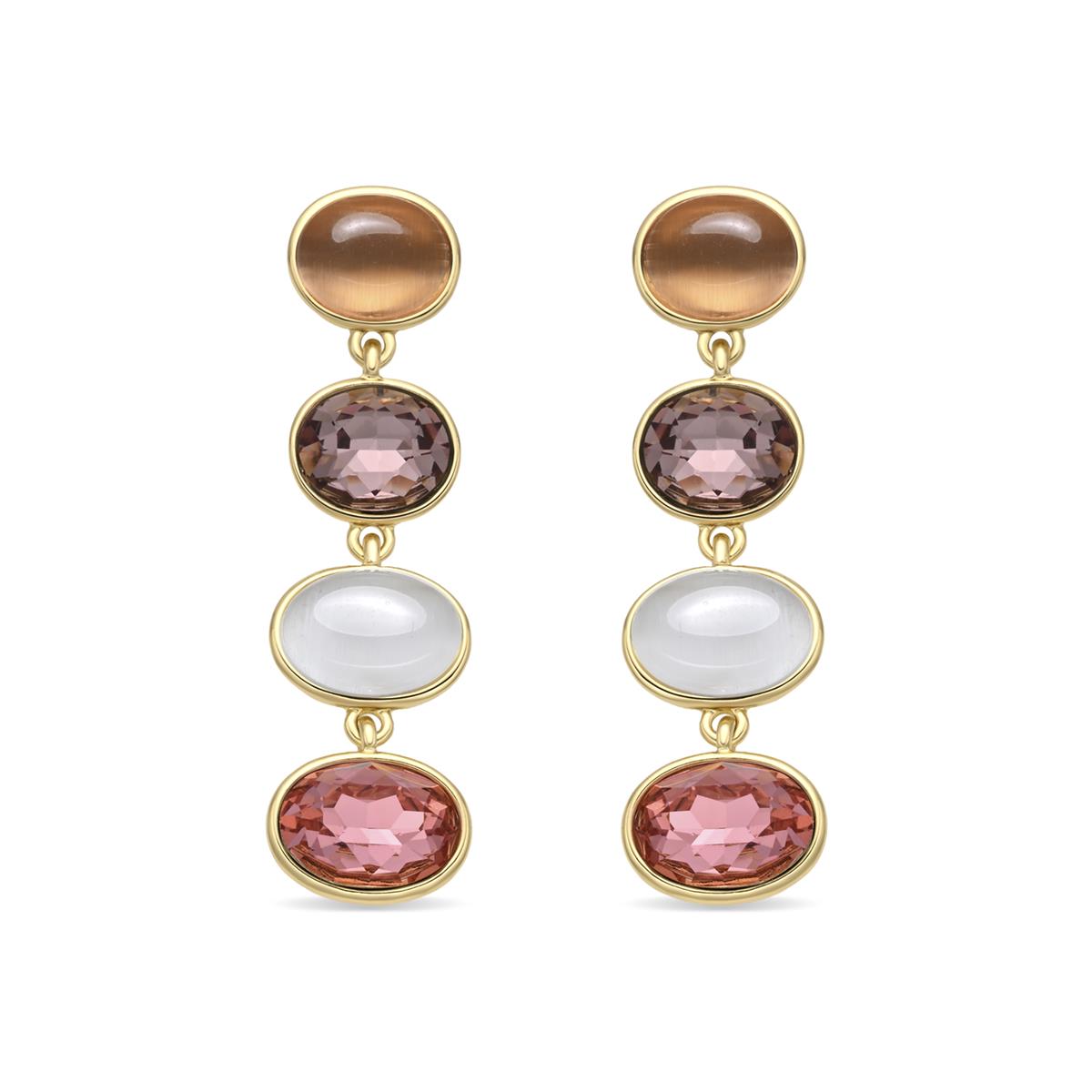 Pendientes de Cuarzo Hidrotermal Multicolor acabado en oro amarillo 18k - Gadna