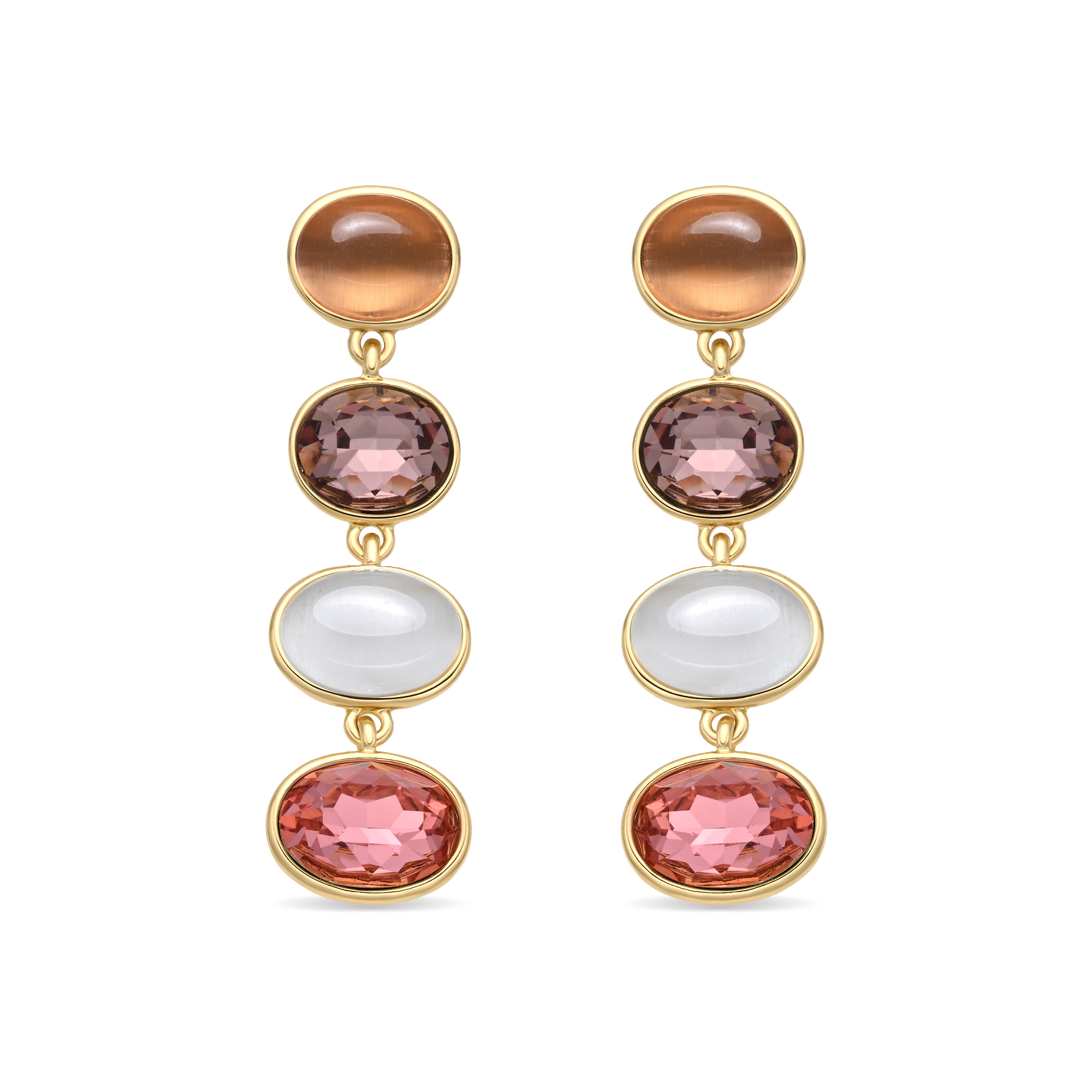Brincos de Quartzo Hidrotermal Multicolor com acabamento em ouro amarelo 18k - Gadna