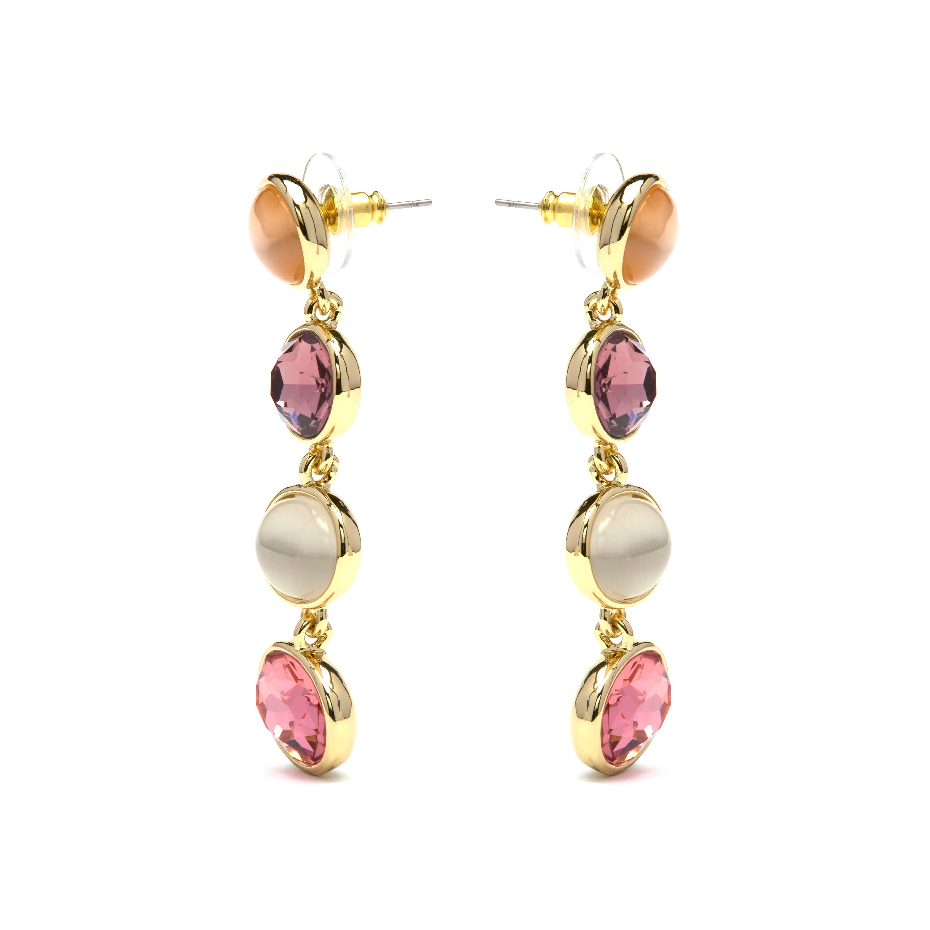 Brincos de Quartzo Hidrotermal Multicolor com acabamento em ouro amarelo 18k - Gadna