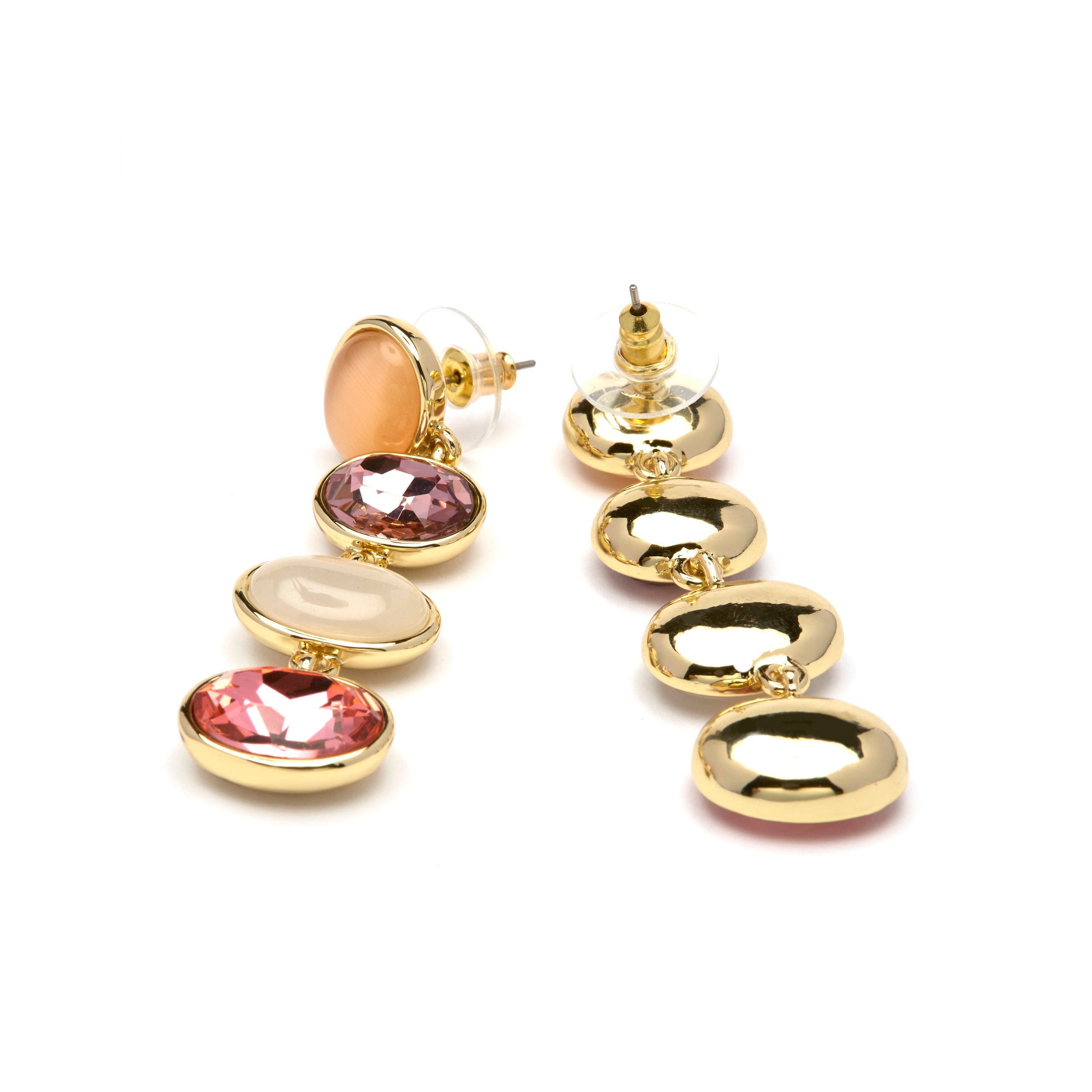 Brincos de Quartzo Hidrotermal Multicolor com acabamento em ouro amarelo 18k - Gadna