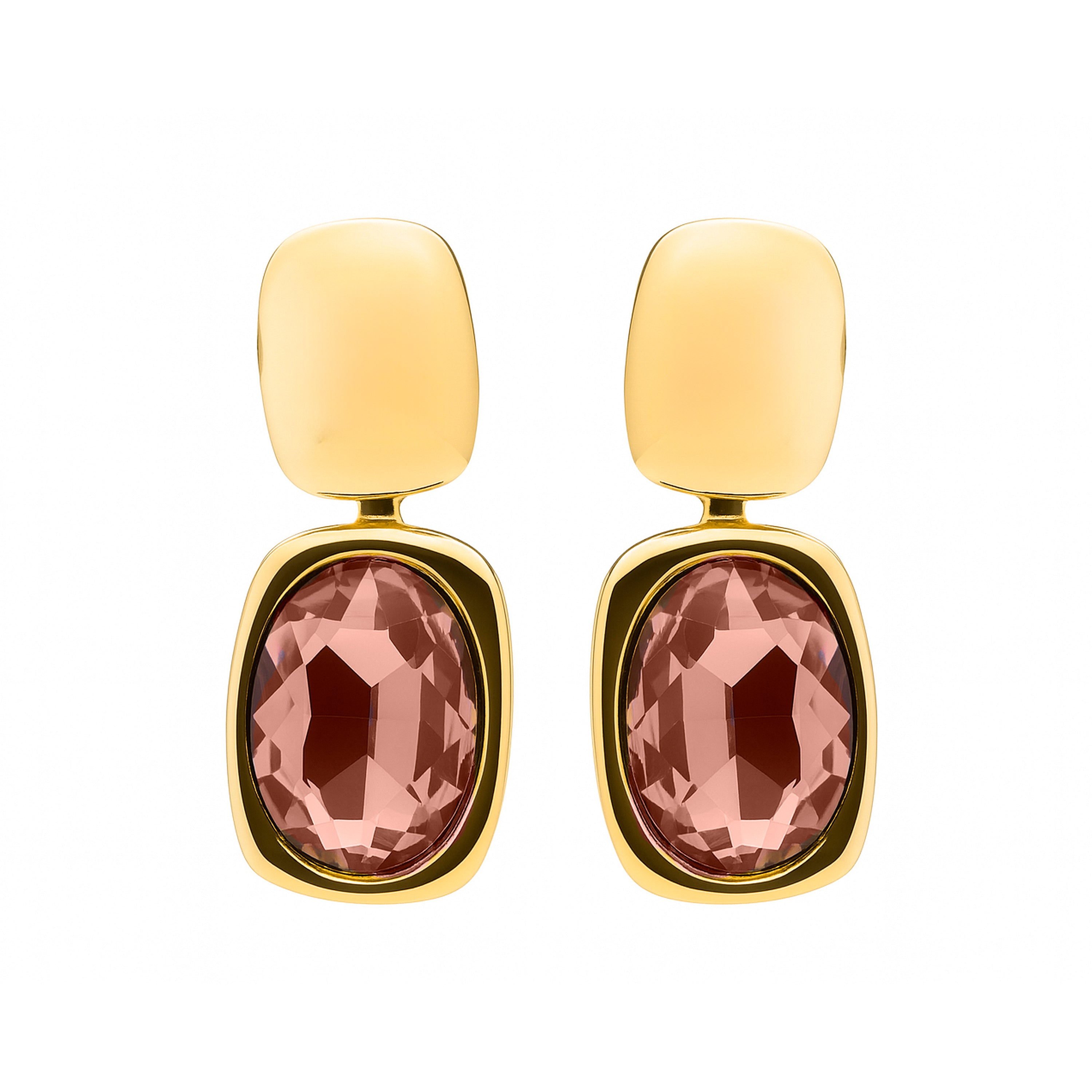 Pendientes de Circonita Marrón acabado en oro amarillo 18k - Ashan