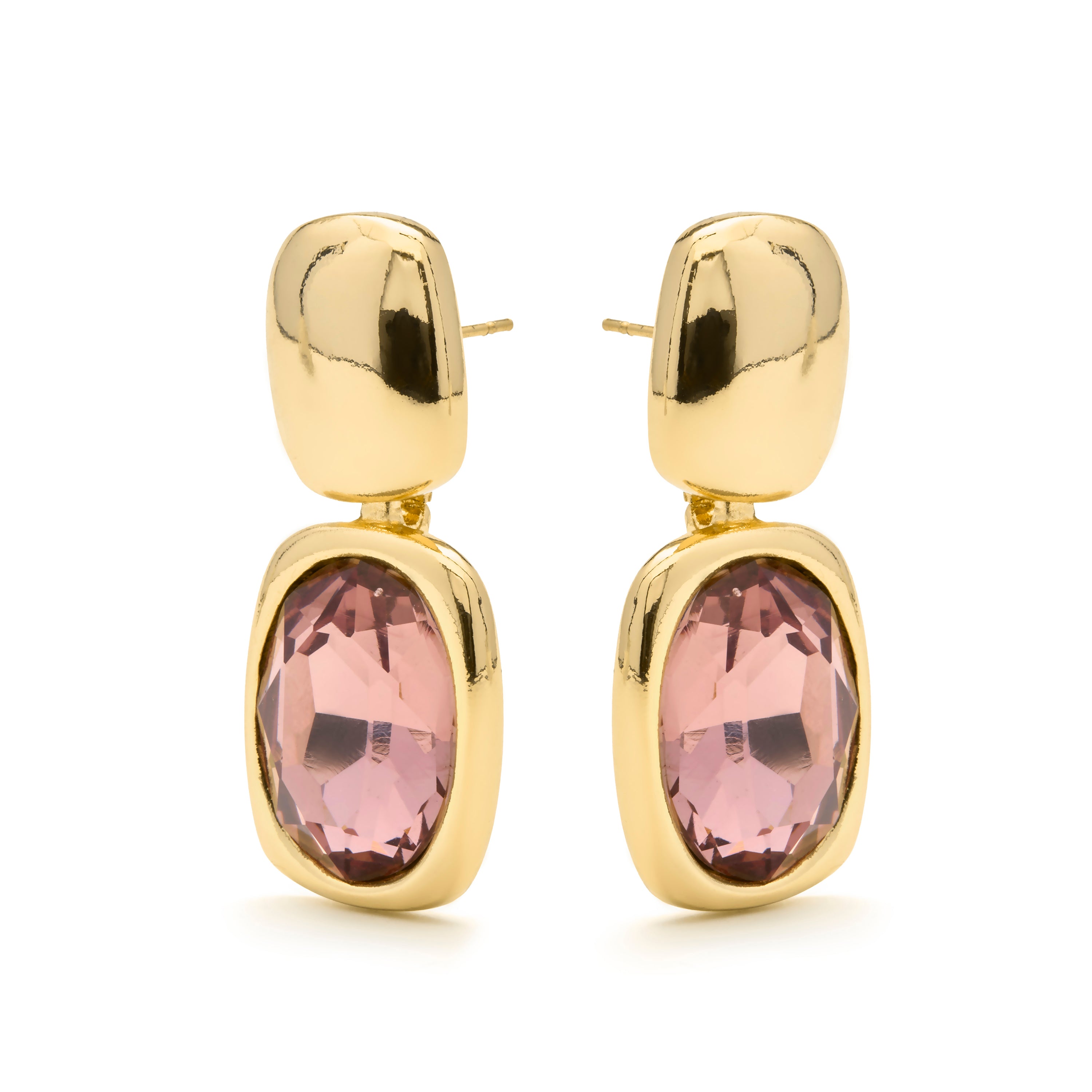 Boucles d'oreilles en zircon marron finition or jaune 18k - Ashan