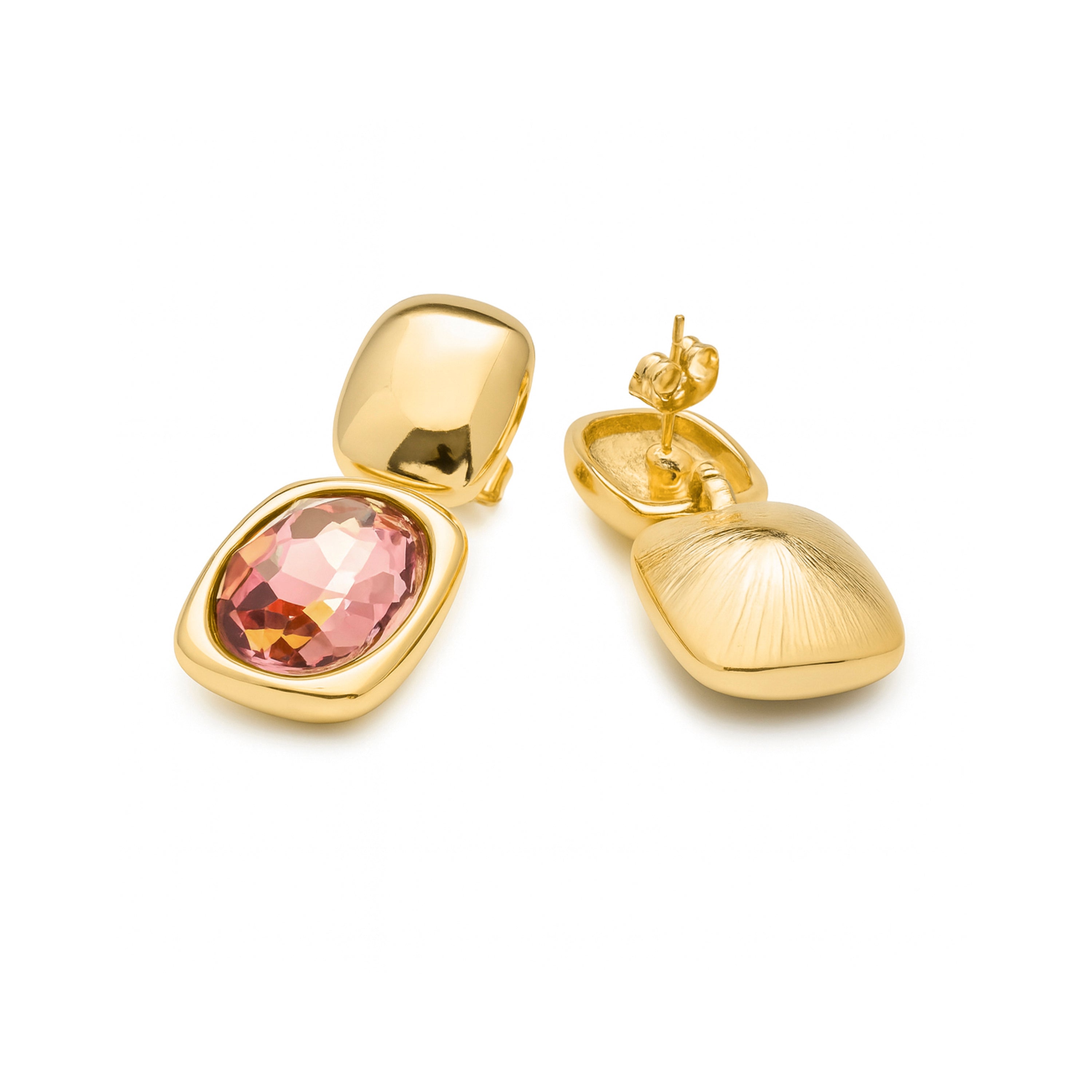 Boucles d'oreilles en zircon marron finition or jaune 18k - Ashan