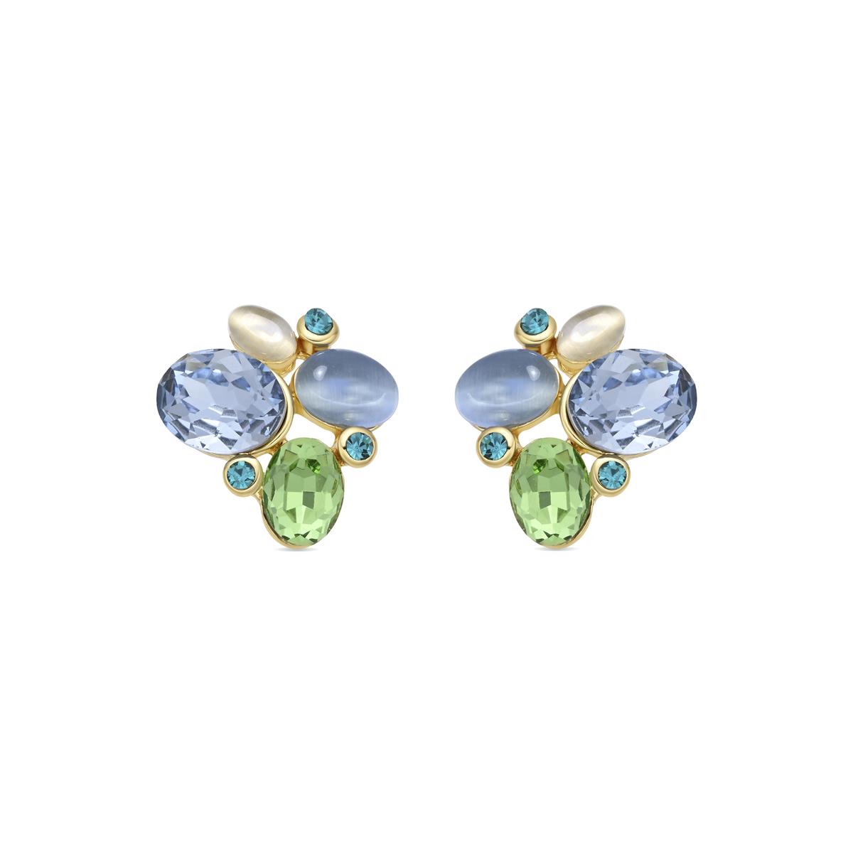 Pendientes de Ojo de Gato Azul acabado en oro amarillo 18k - Zalima