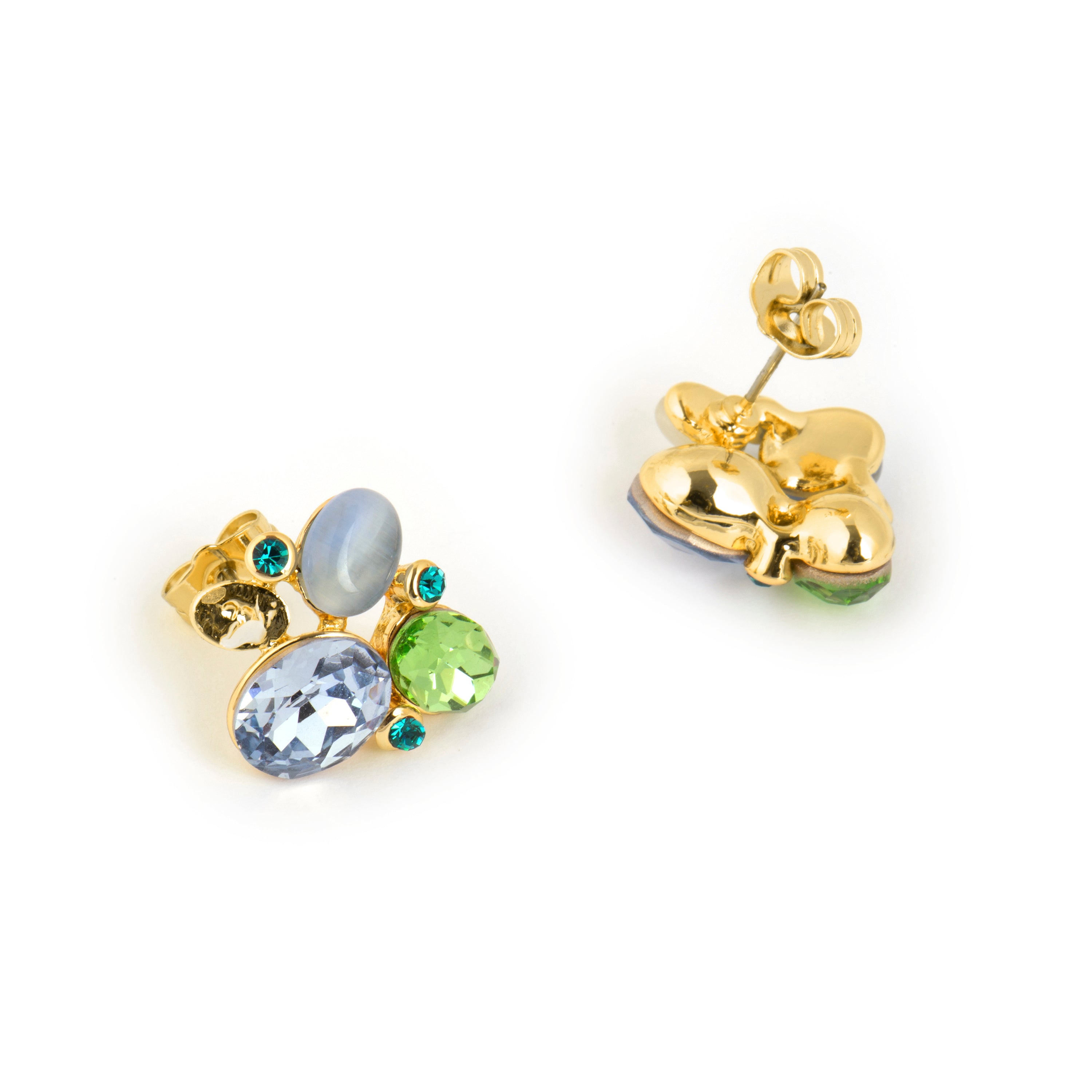 Pendientes de Ojo de Gato Azul acabado en oro amarillo 18k - Zalima