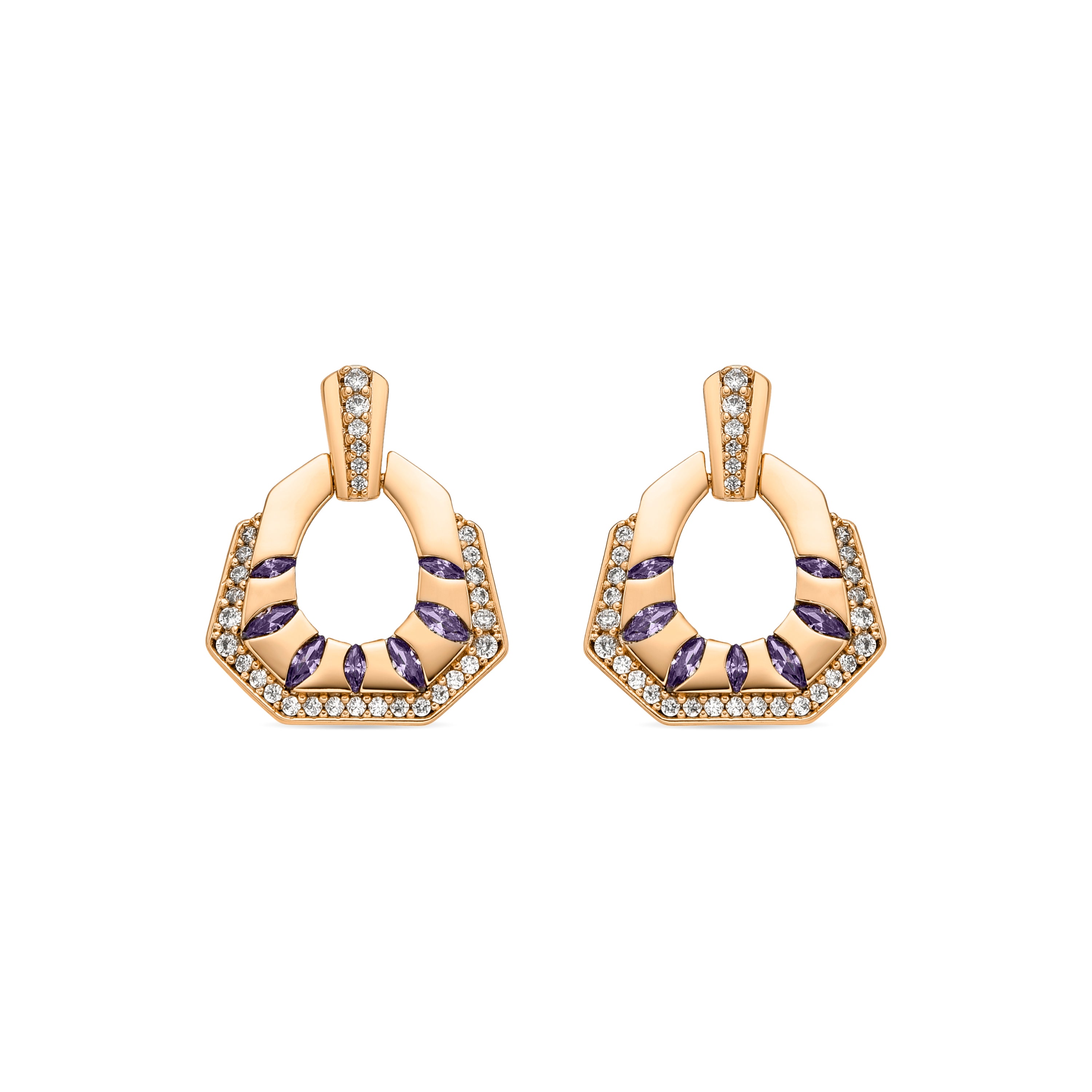 Orecchini finitura oro giallo 18k e Zirconia Brillante - Stadek
