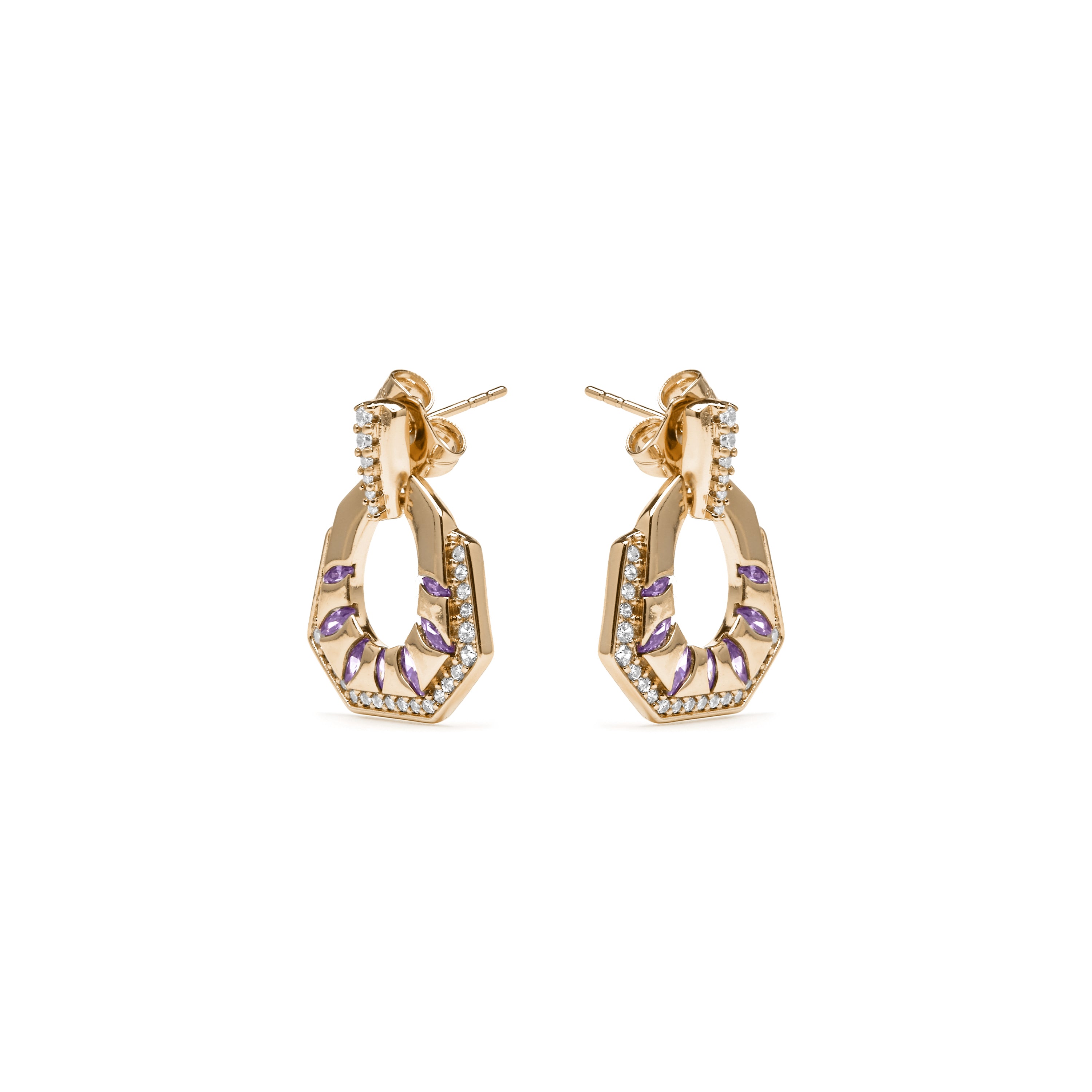 Orecchini finitura oro giallo 18k e Zirconia Brillante - Stadek