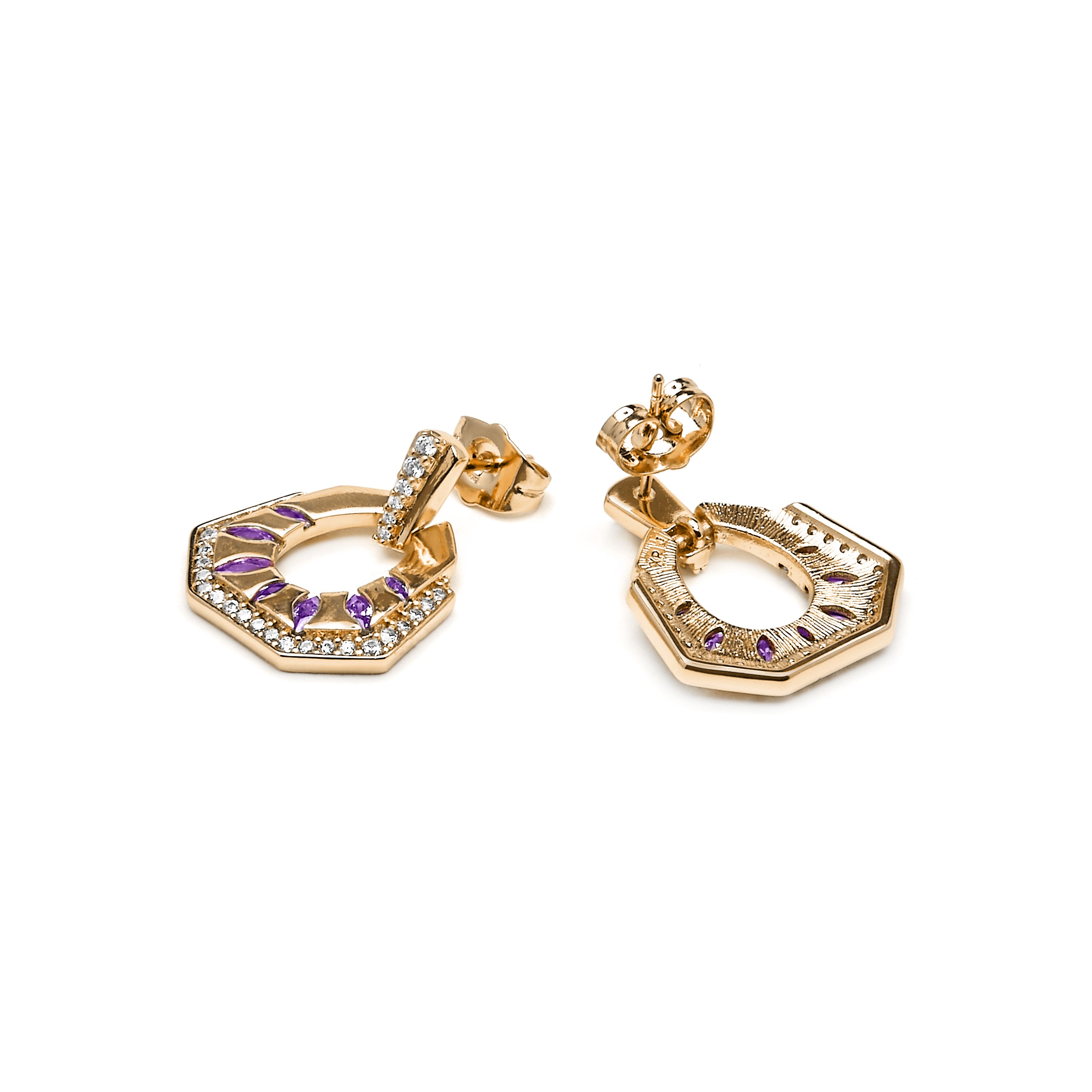 Orecchini finitura oro giallo 18k e Zirconia Brillante - Stadek