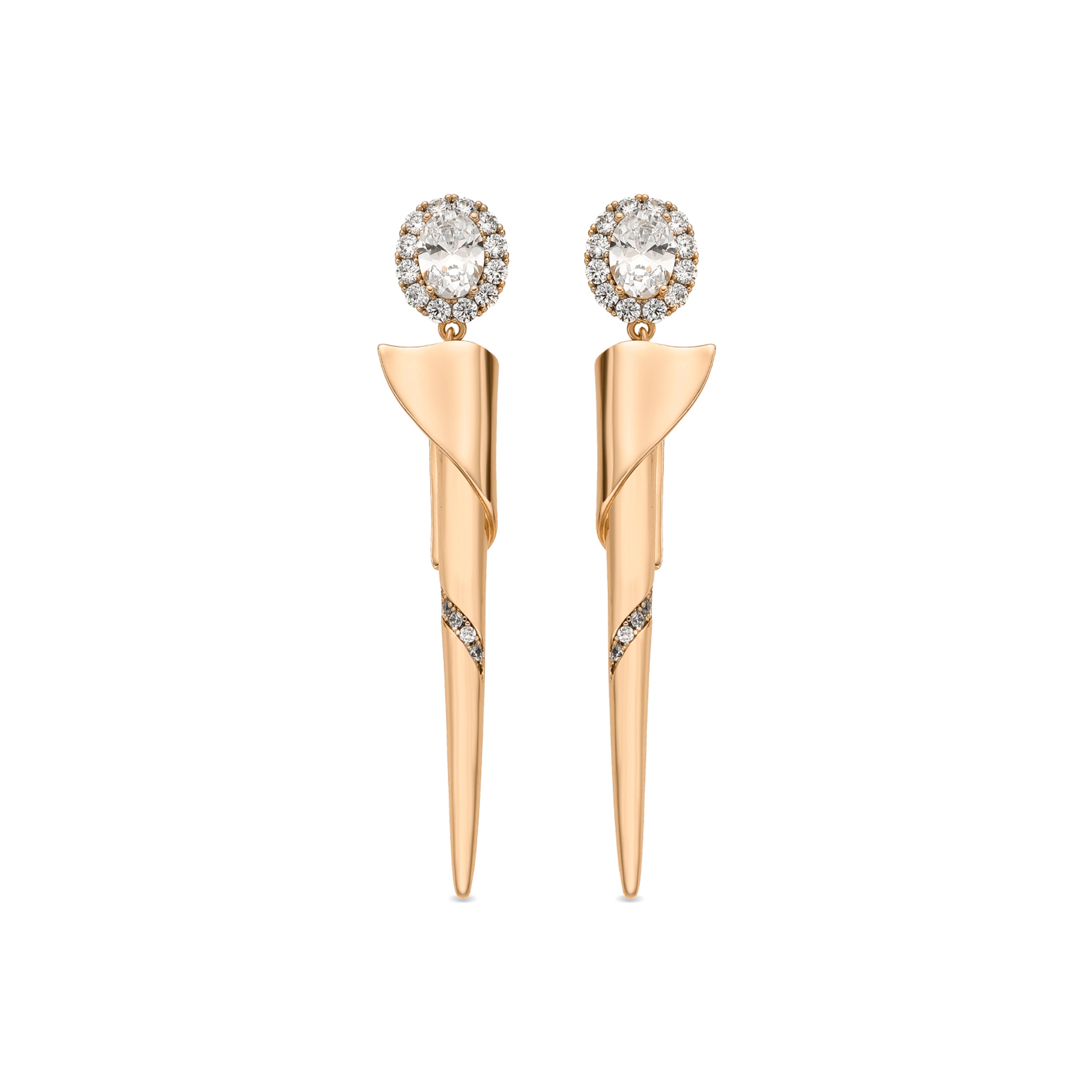 18k Yellow Gold Finish Earrings with Brilliant Zirconia - Tzin