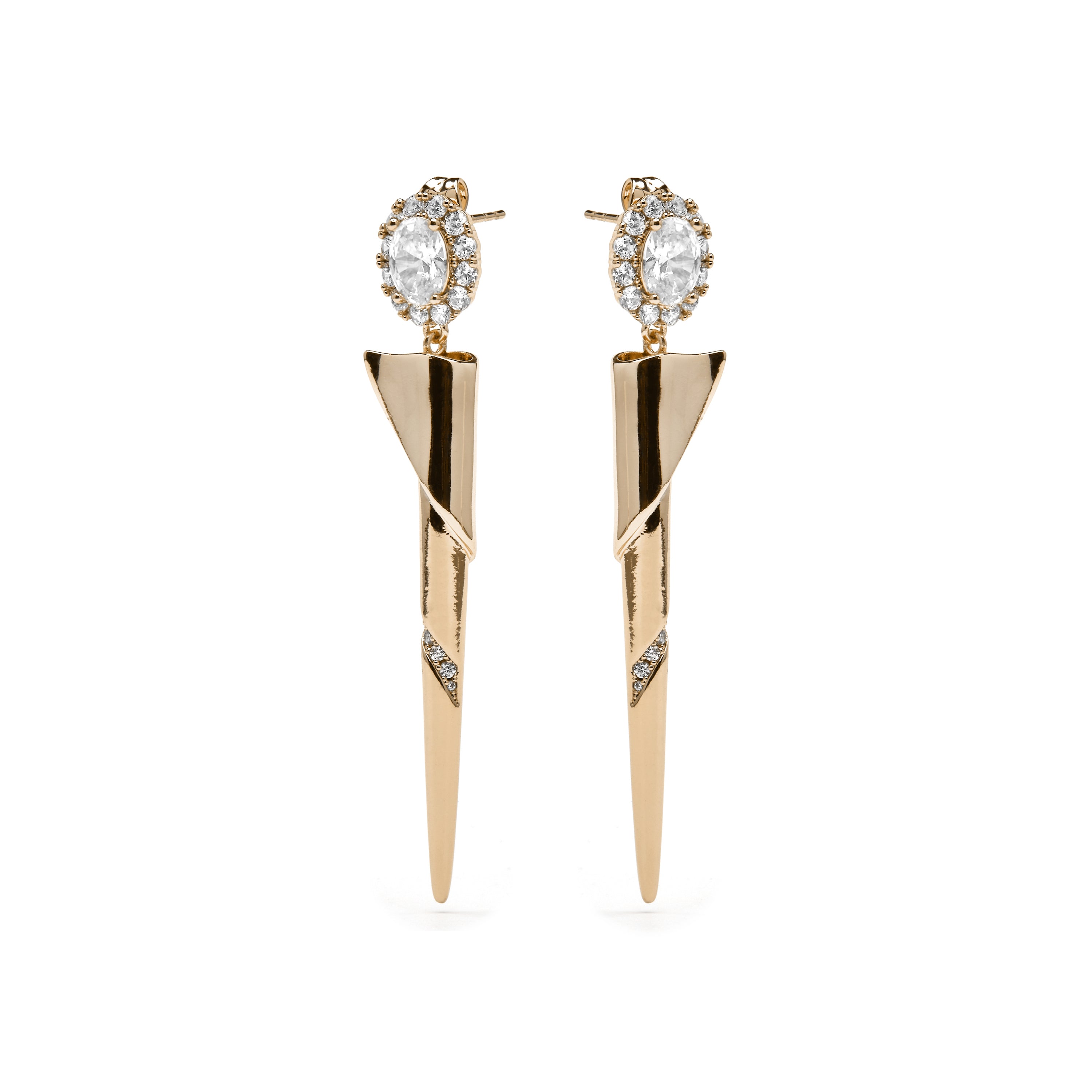 18k Yellow Gold Finish Earrings with Brilliant Zirconia - Tzin