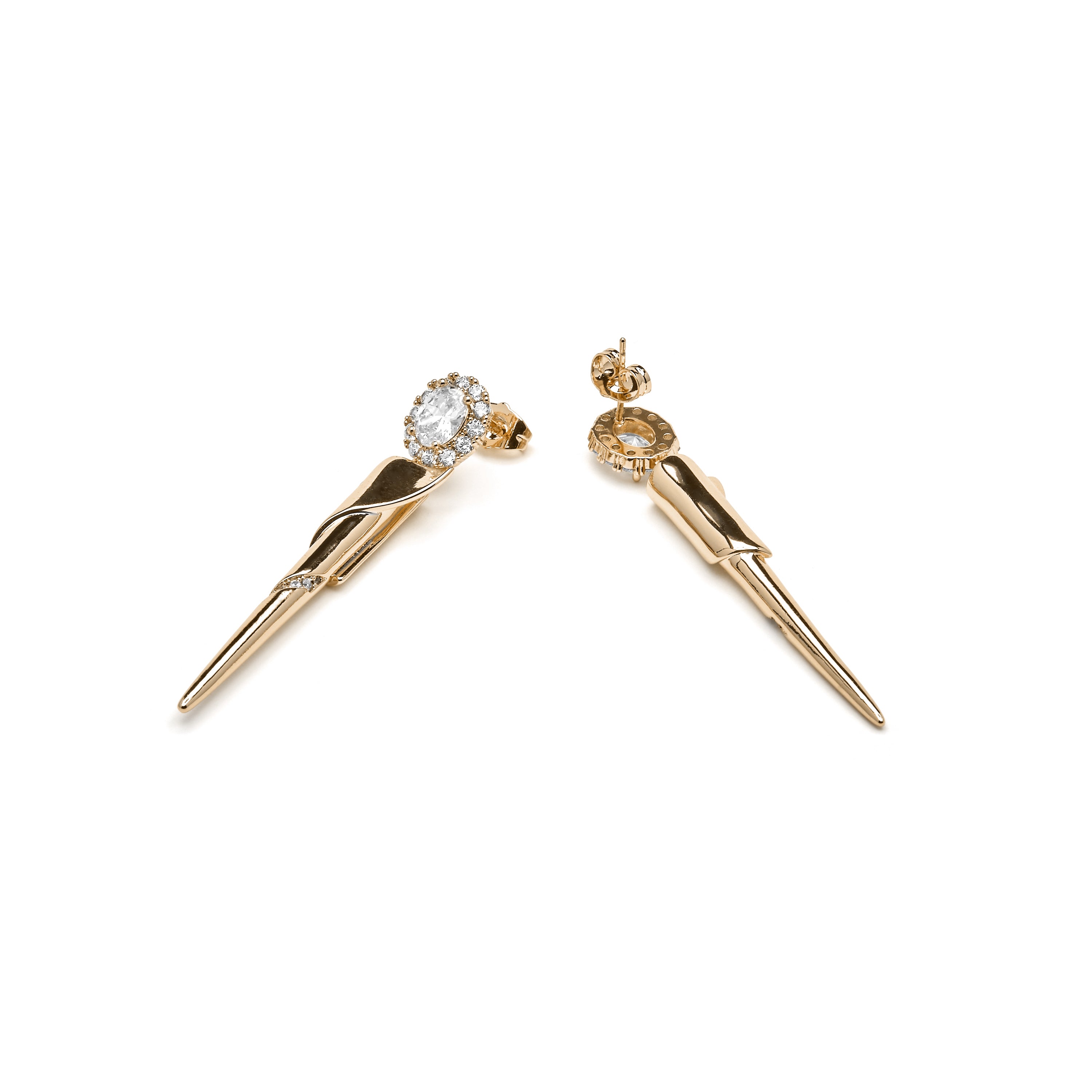 18k Yellow Gold Finish Earrings with Brilliant Zirconia - Tzin
