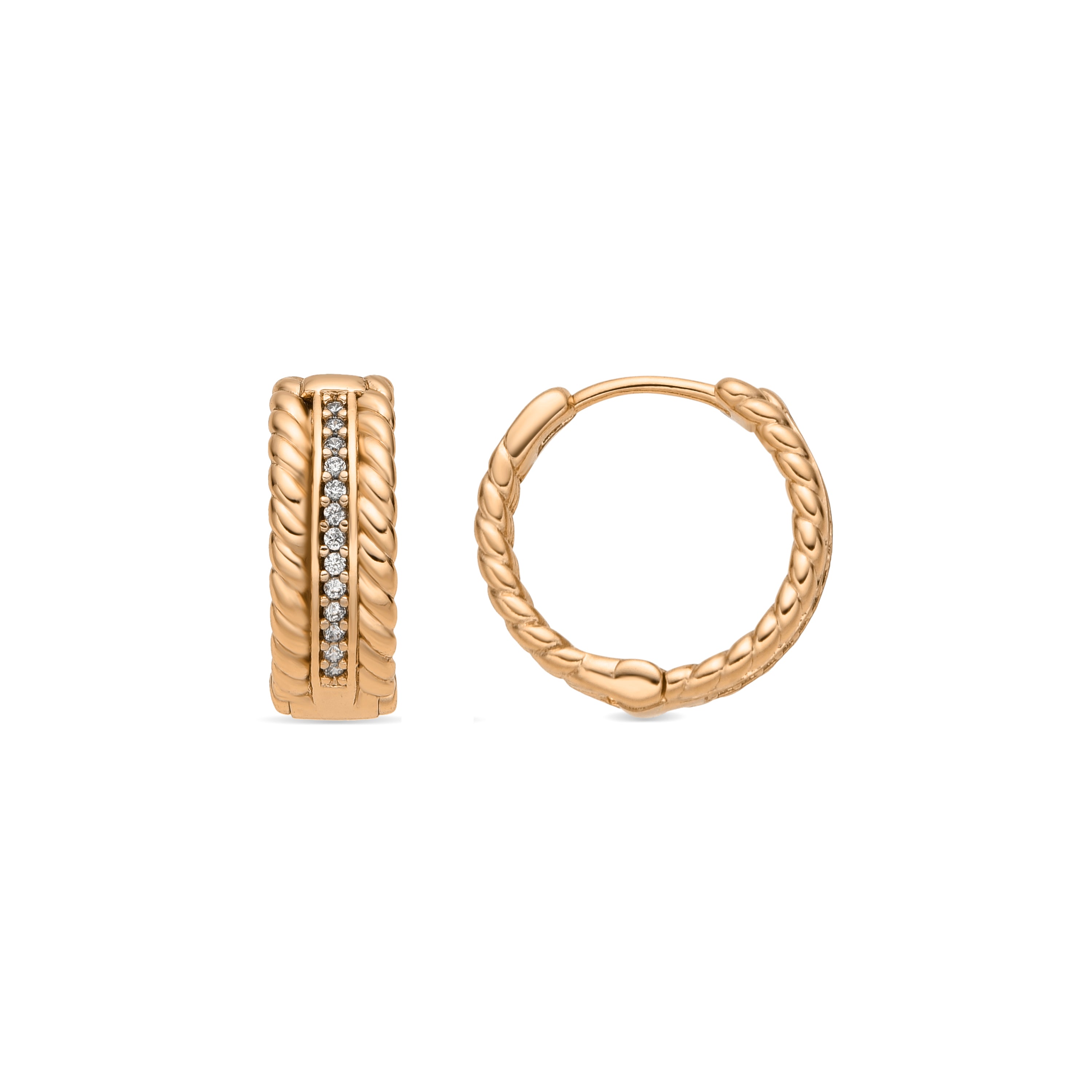 Brincos com acabamento em ouro amarelo de 18k e zircónia brilhante - Yugge