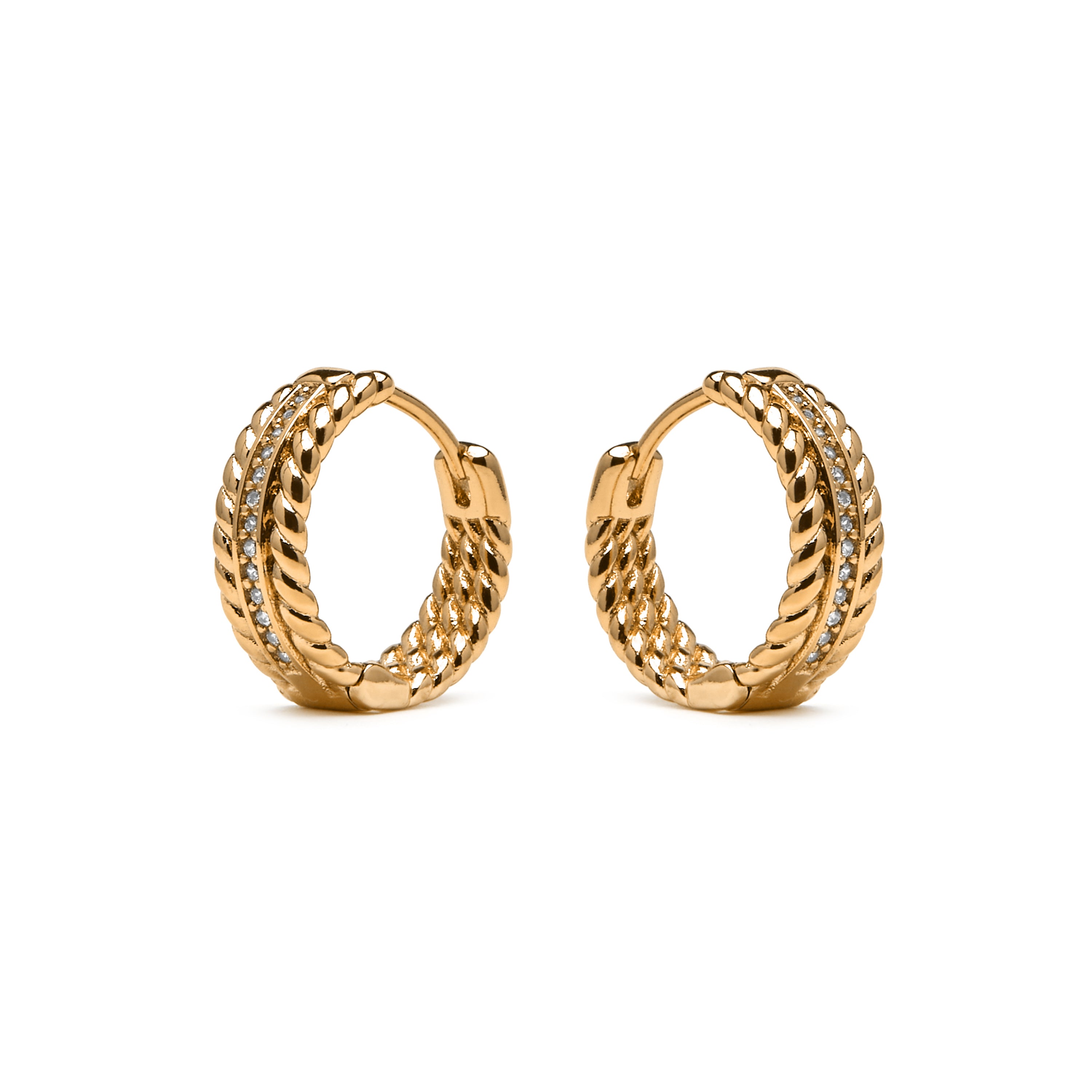 Brincos com acabamento em ouro amarelo de 18k e zircónia brilhante - Yugge