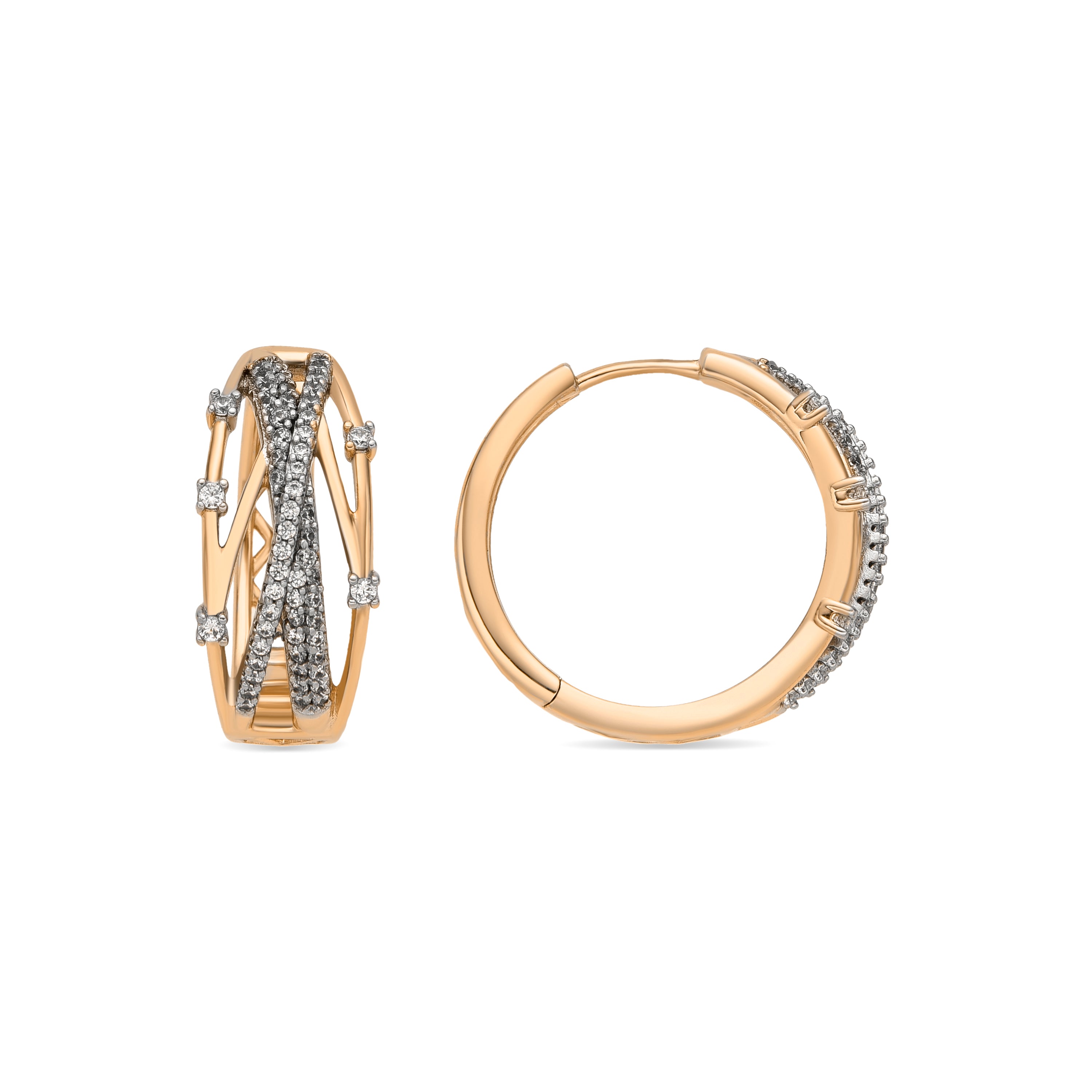 Boucles d'oreilles finition or jaune 18k et Zircone brillante - Hax