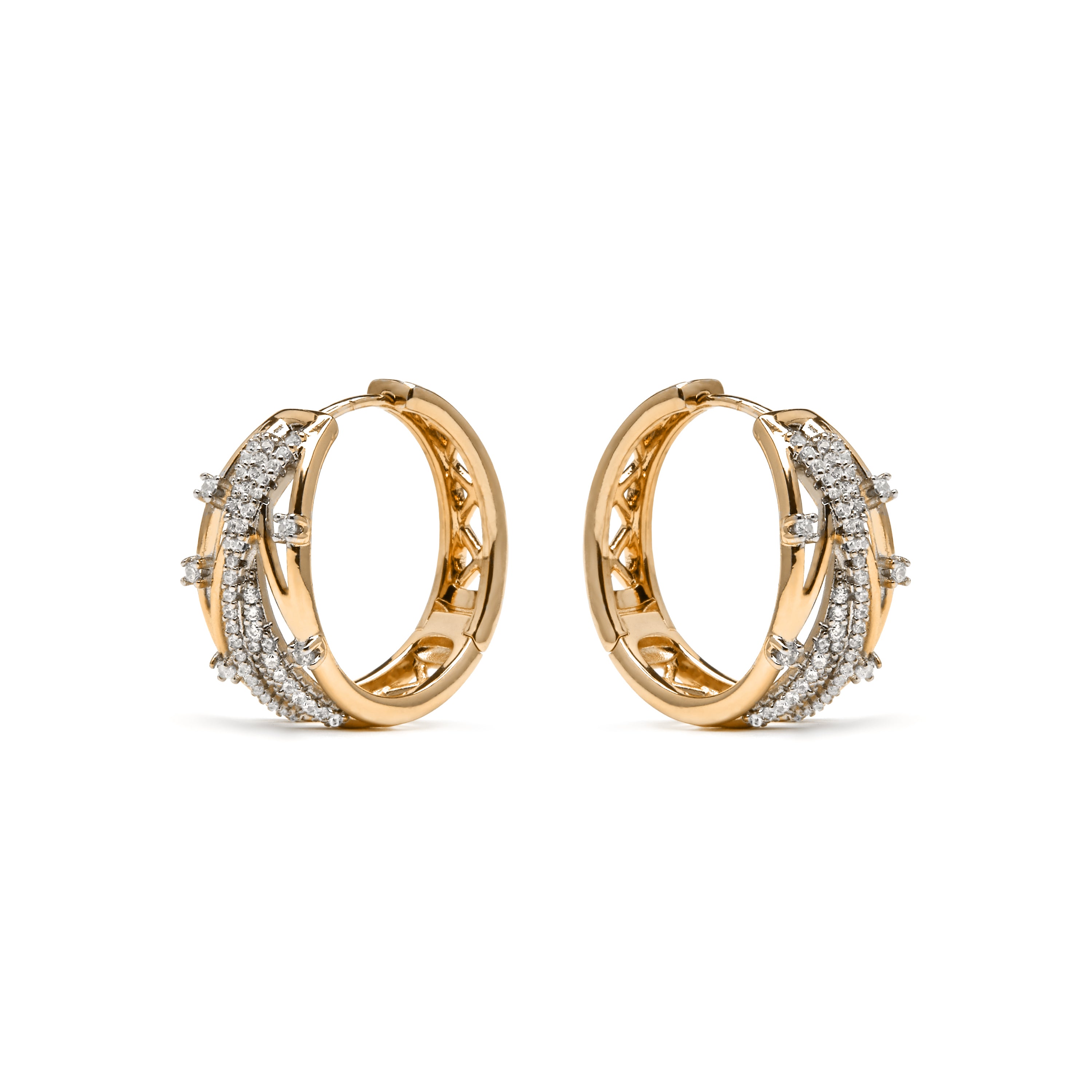 Boucles d'oreilles finition or jaune 18k et Zircone brillante - Hax