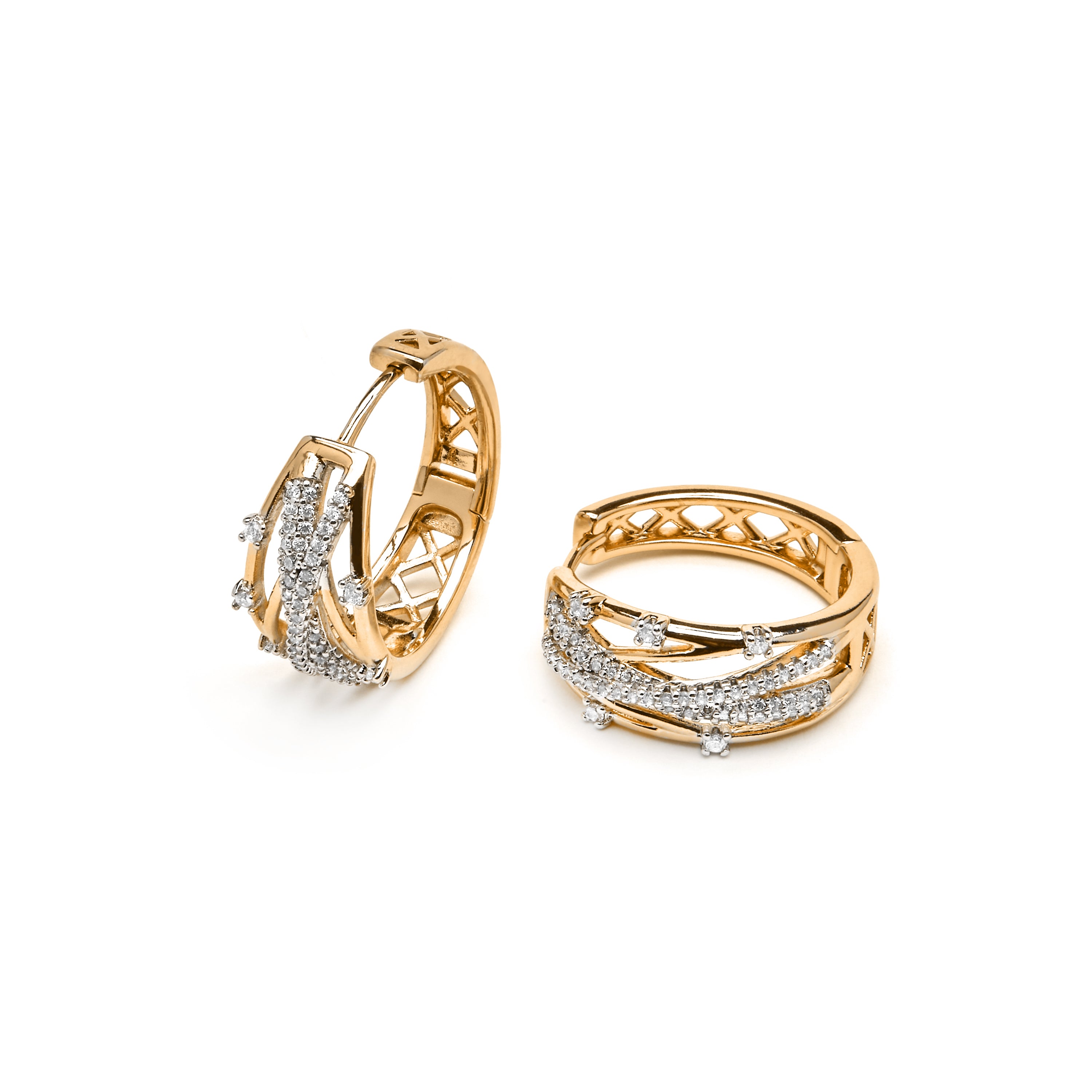 Boucles d'oreilles finition or jaune 18k et Zircone brillante - Hax